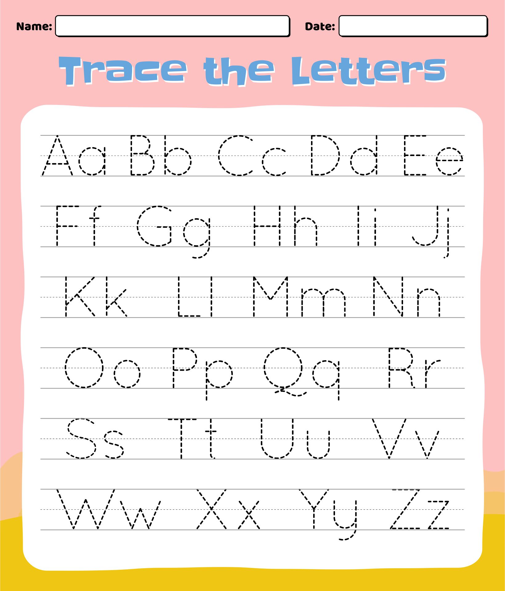 Printable Alphabet Worksheets Uppercase Lowercase Letter Tracing