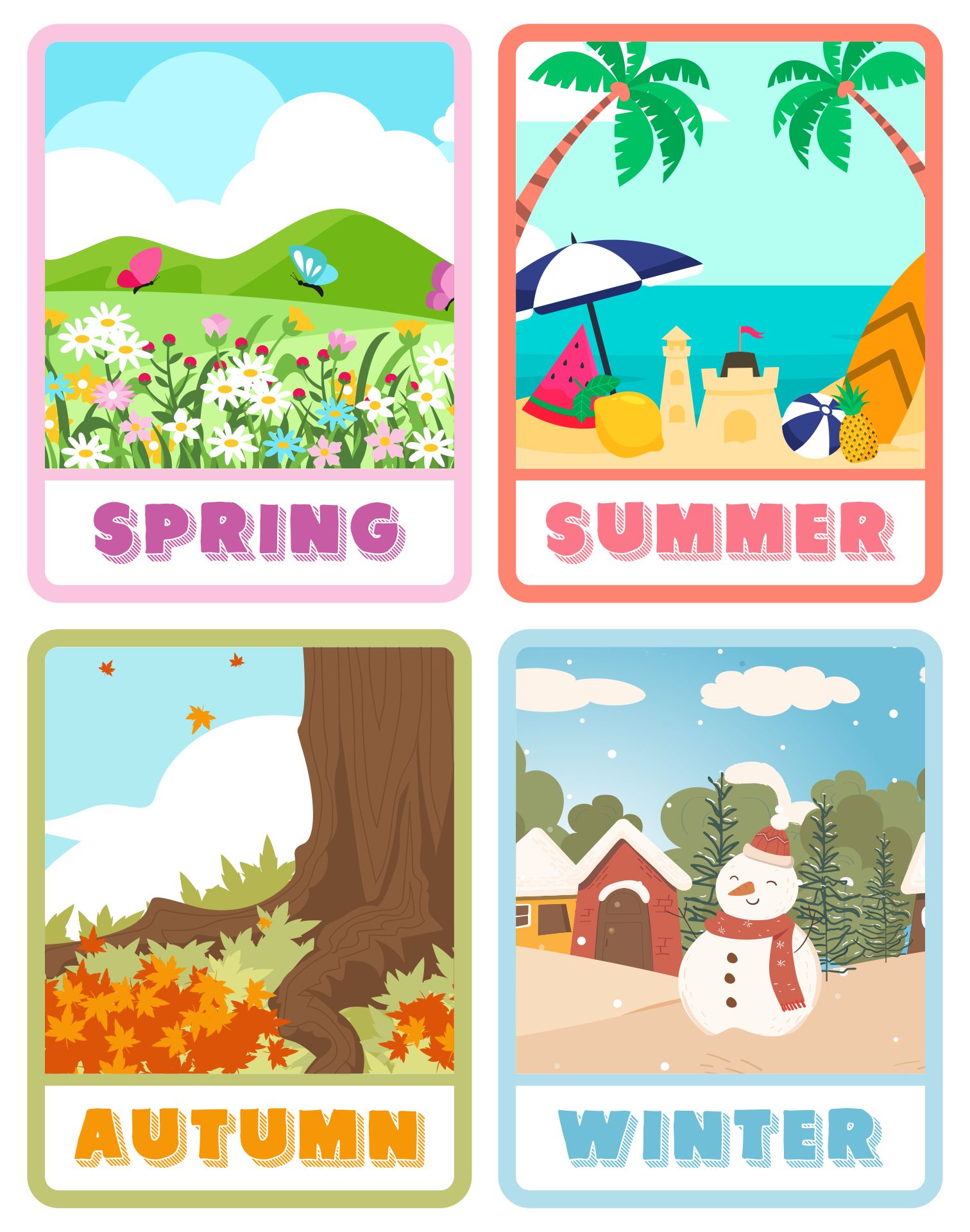 Printable Seasons Flash Cards