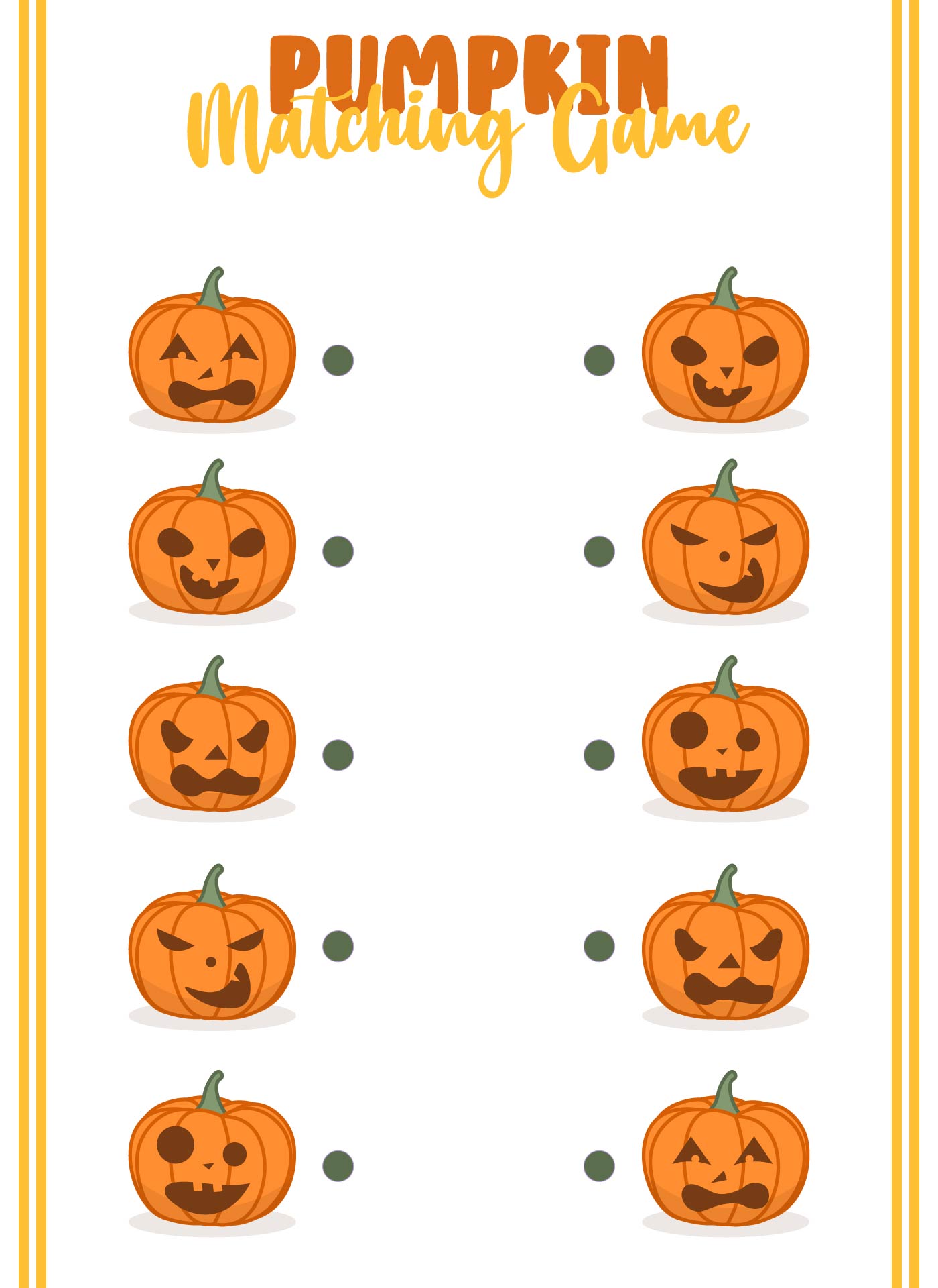 Pumpkin Matching Game Printable