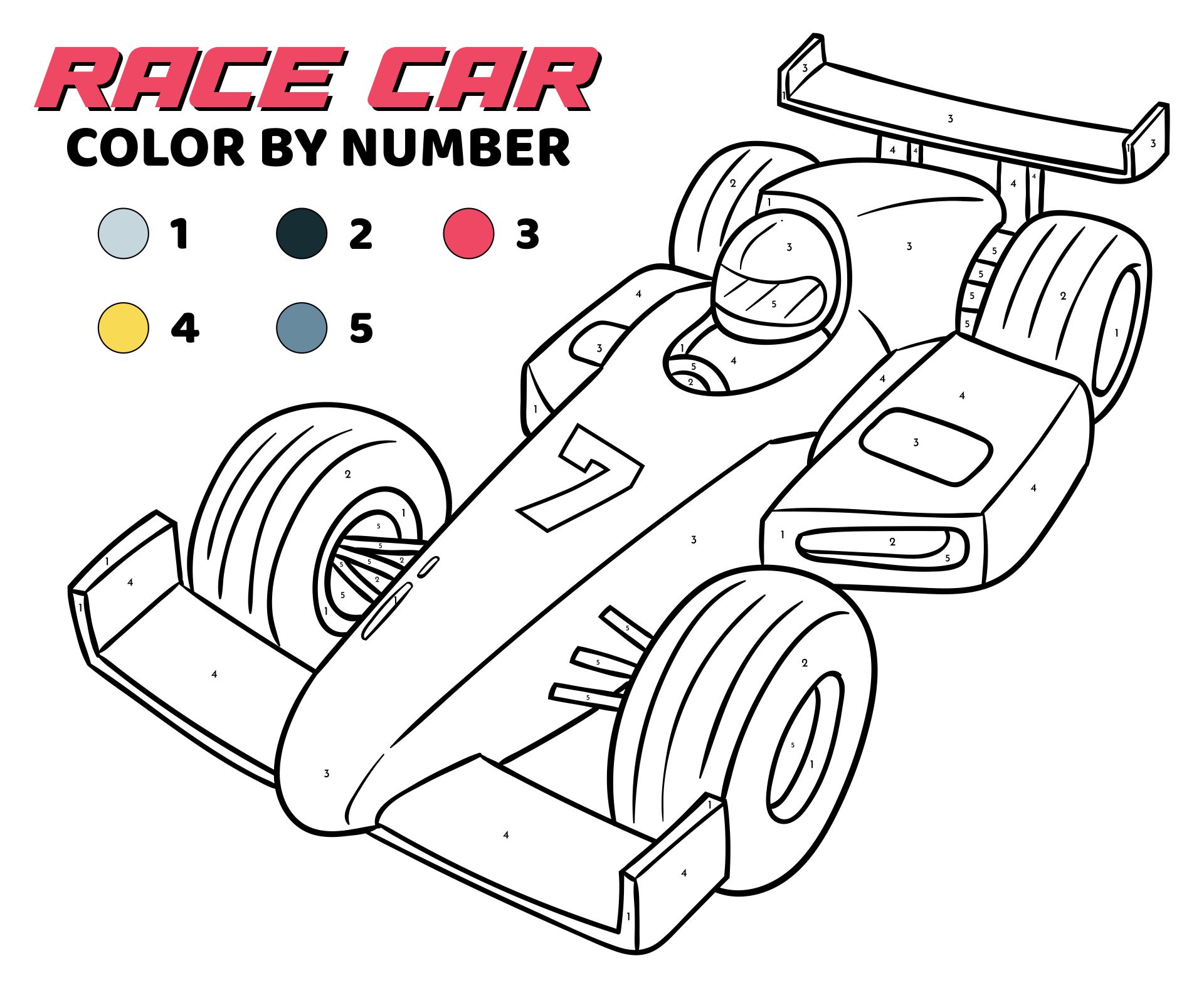 Car Color By Number Printables