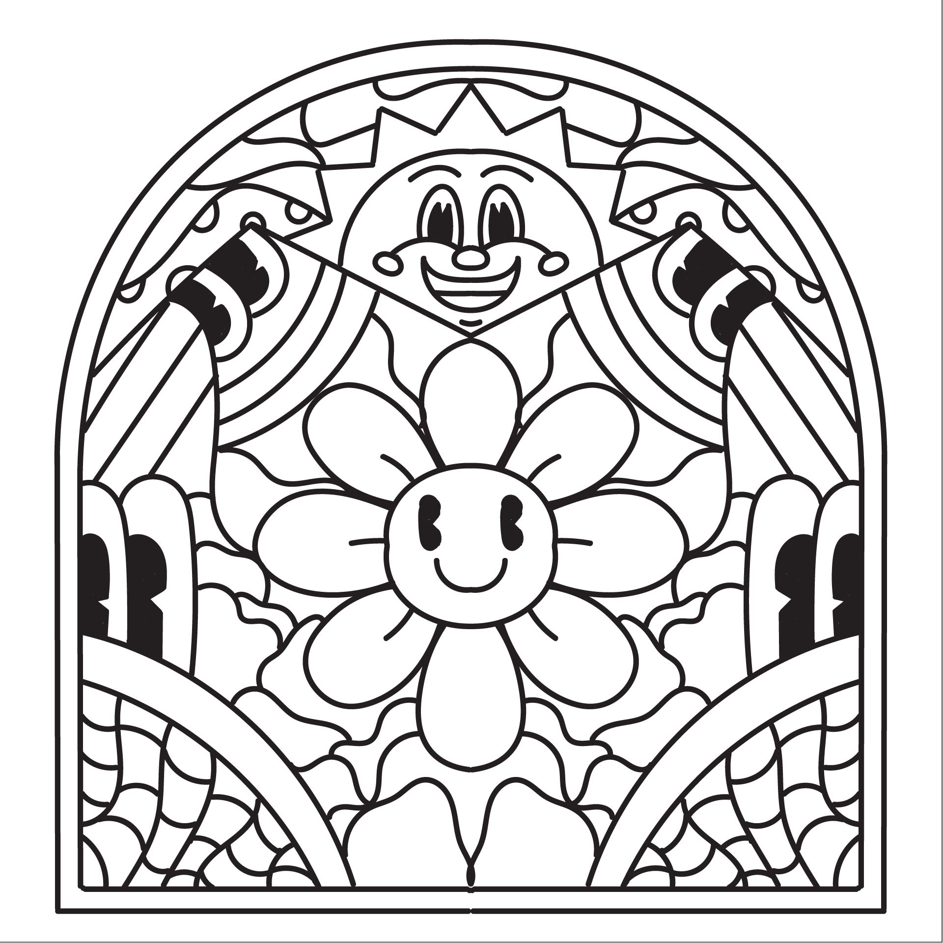 Stained Glass Art Coloring Pages