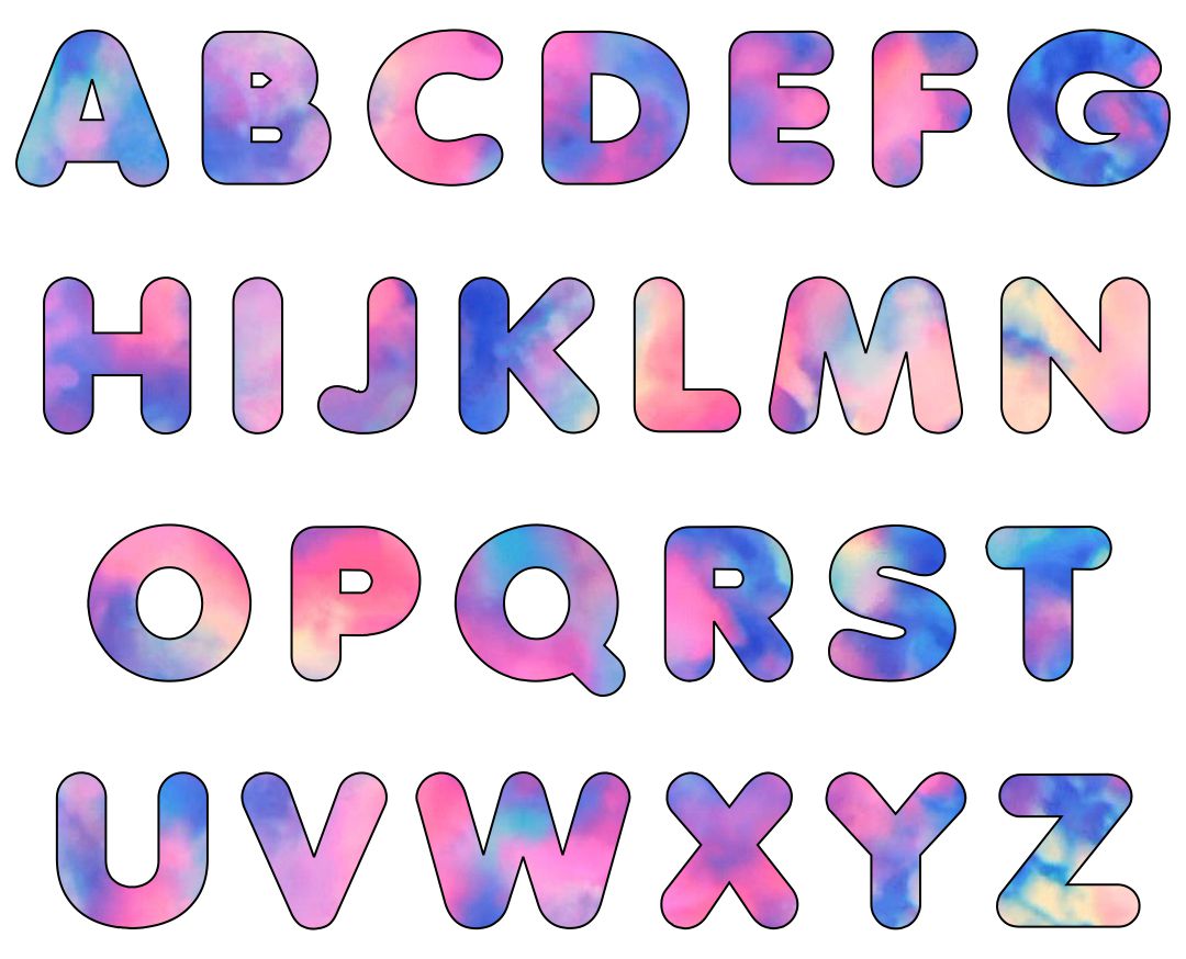 Large Colored Letters Printable