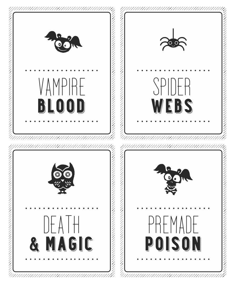 Printable Halloween Bottle Labels