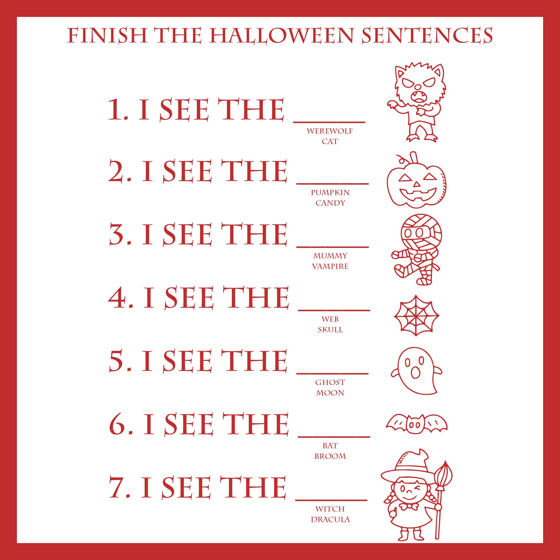 Printable Halloween Worksheets