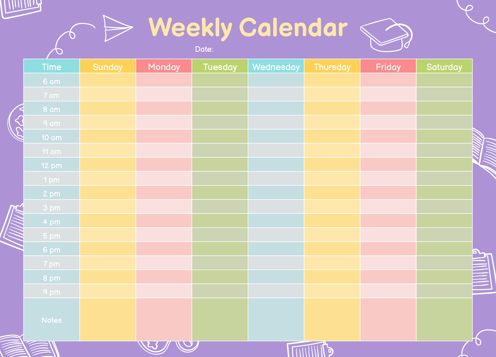 Downloadable Free Printable Weekly Calendar With Time Slots Printable Templates