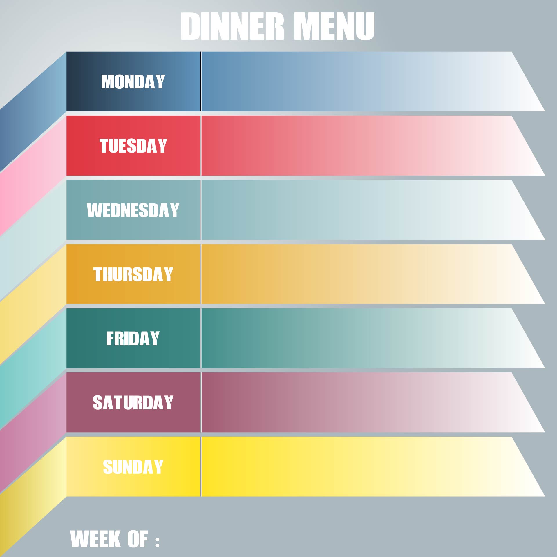 Printable Weekly Dinner Menu