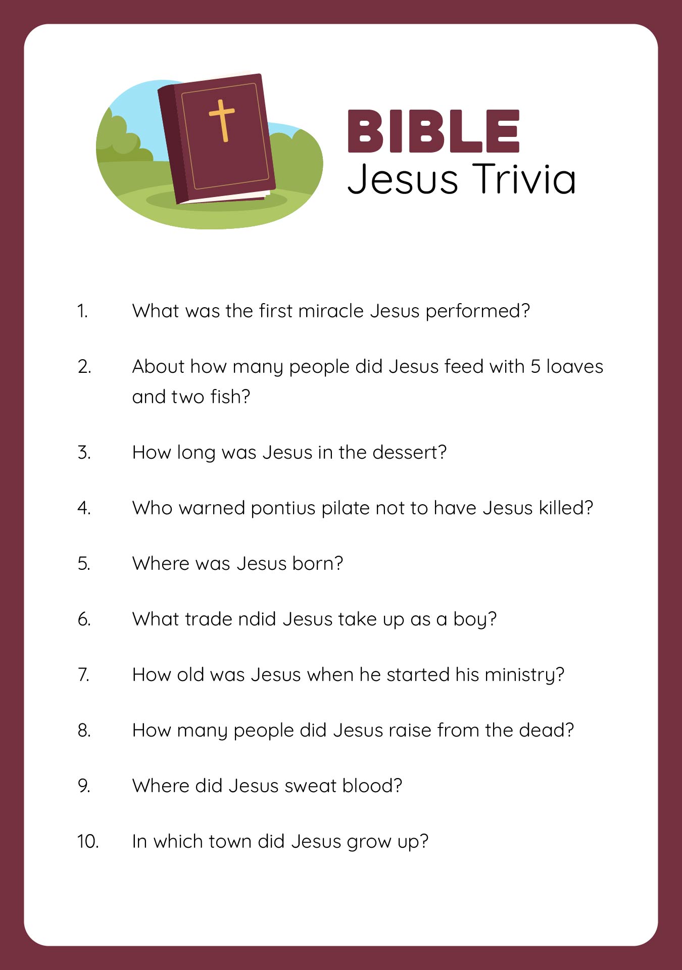 Fun Bible Trivia Questions Answers