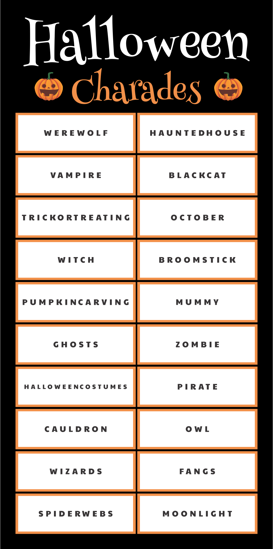 Family Charades Printable