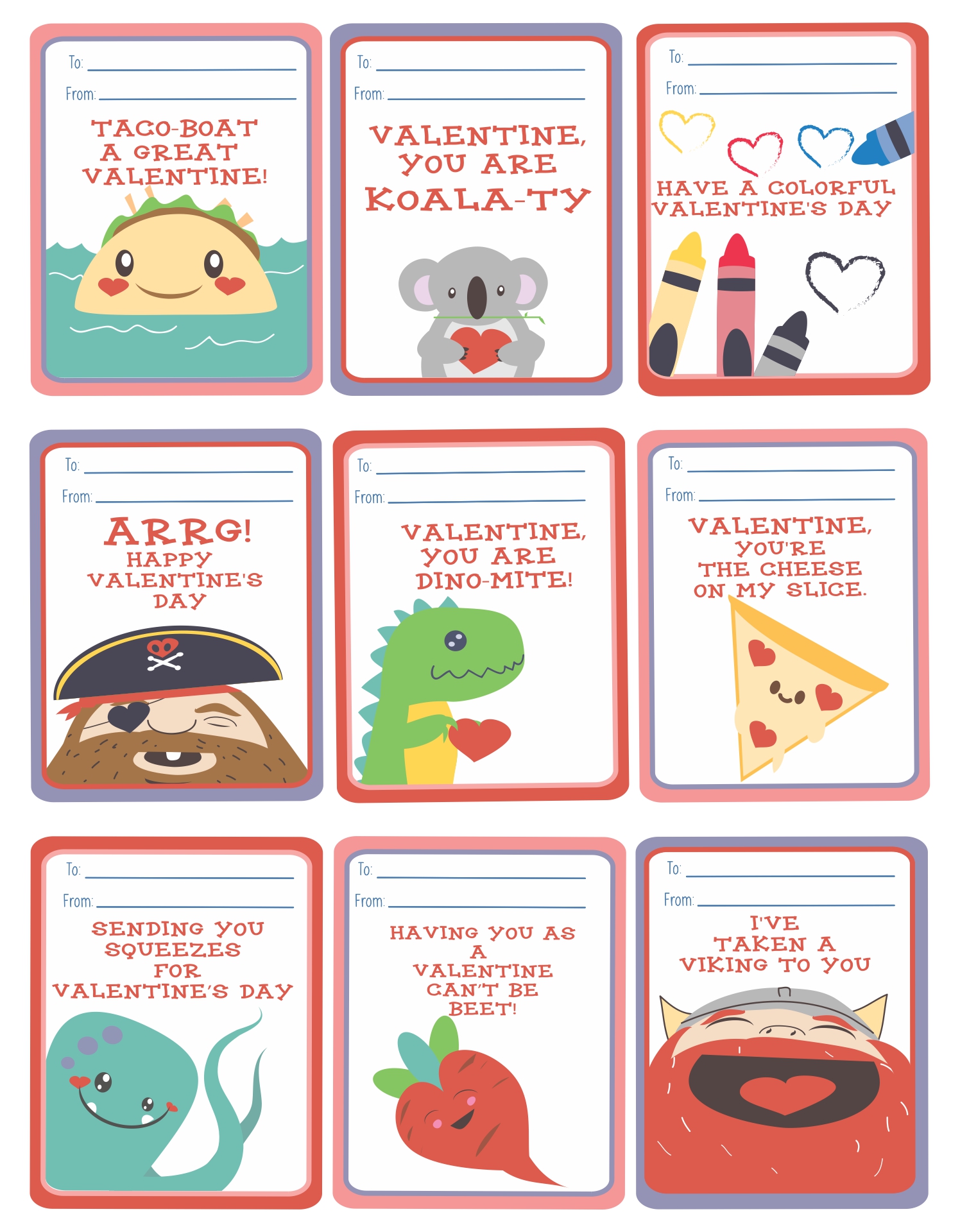  Printable Kids Valentines Day Card