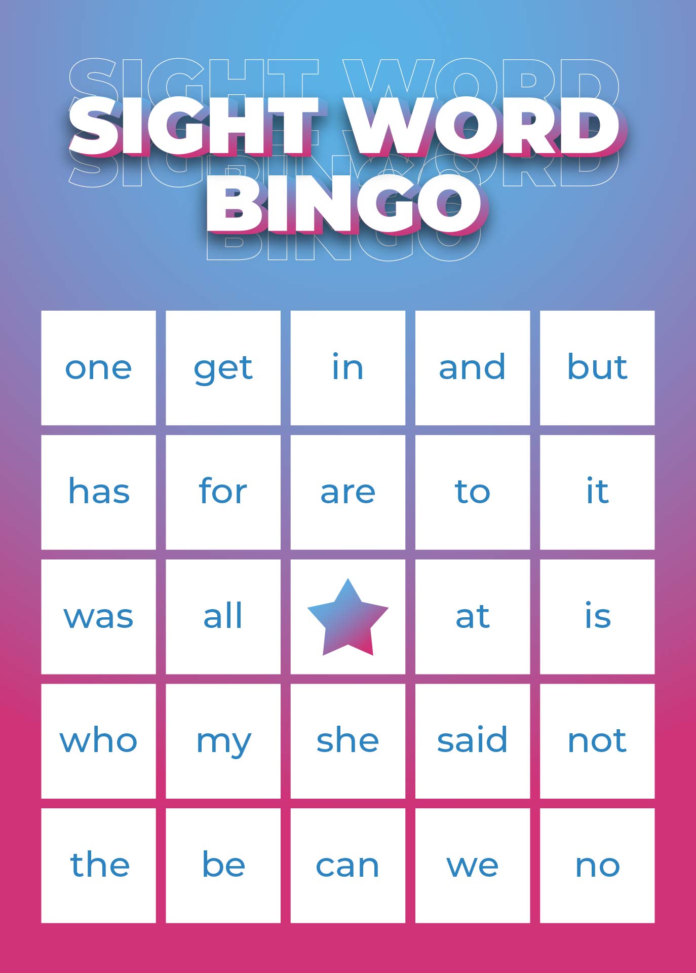 9 Best Images of Sight Word Bingo Cards Printable - Free Printable Sight  Word Bingo Cards, Printable Sight Word Bingo and Free Printable Sight Word  Bingo Cards / printablee.com