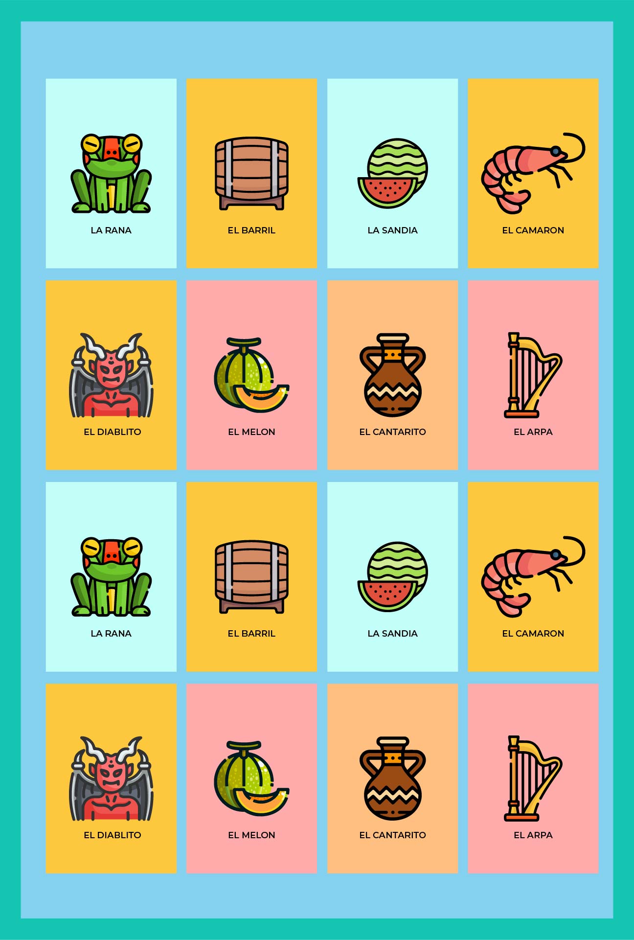 Mexican Loteria Game 20 Cards Printable PDF Pozito Y 4 -  Australia