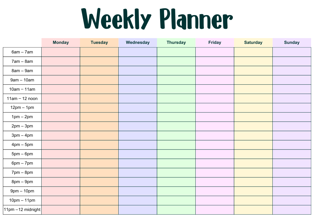 Printable Weekly Schedule With Time Slots Printable Templates