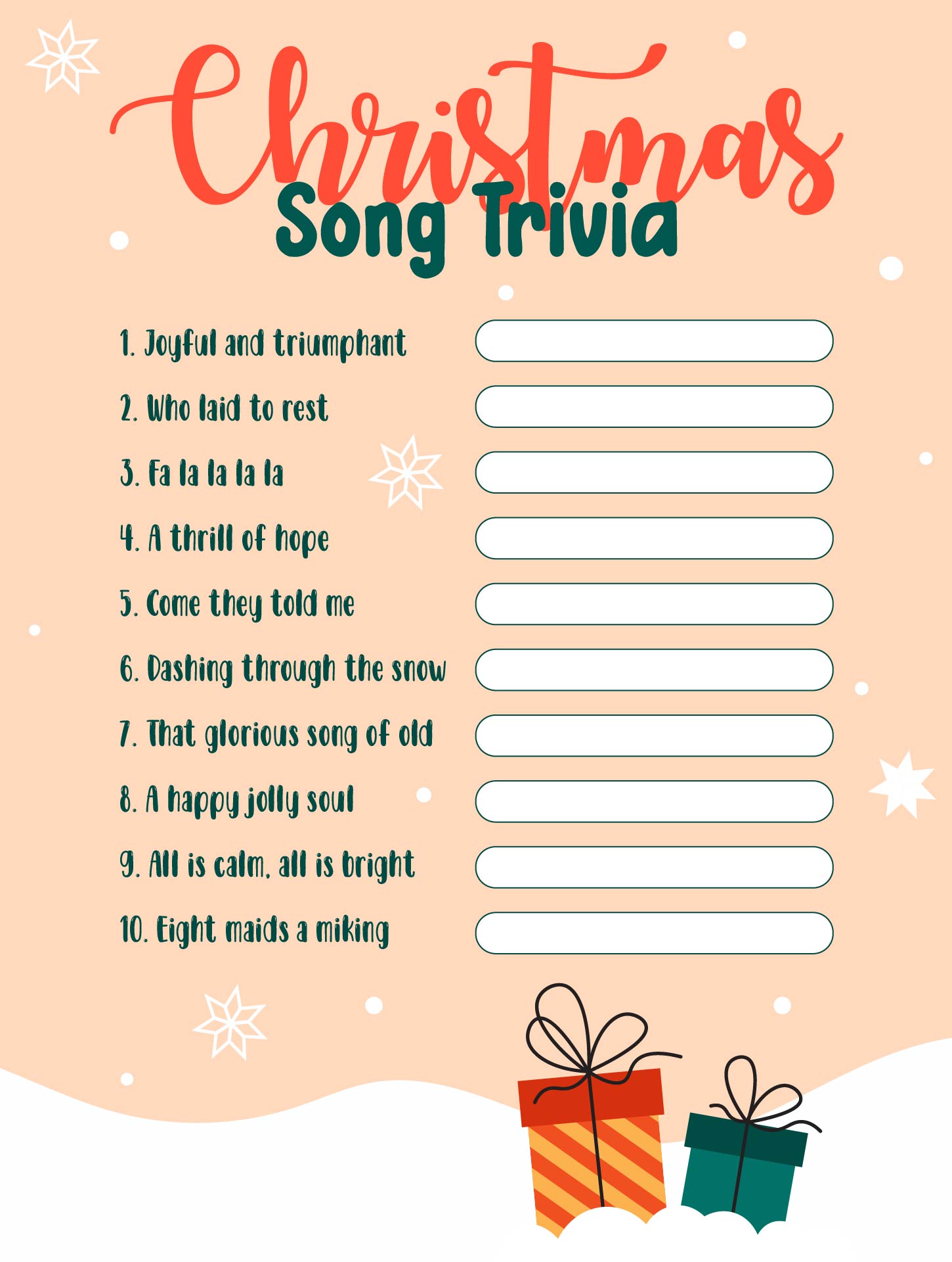 Printable Christmas Song Trivia