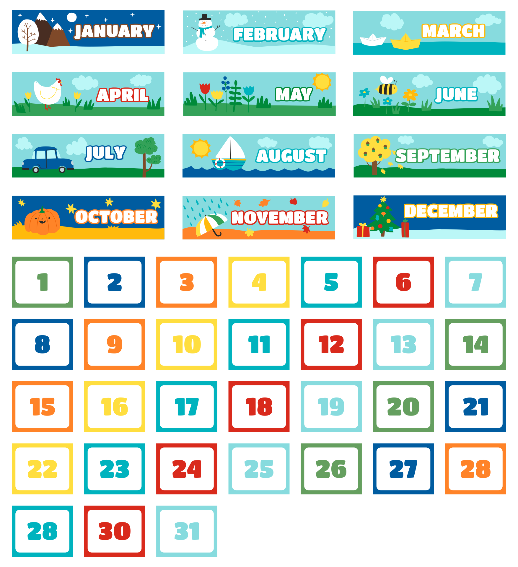 Printable Classroom Calendar Months