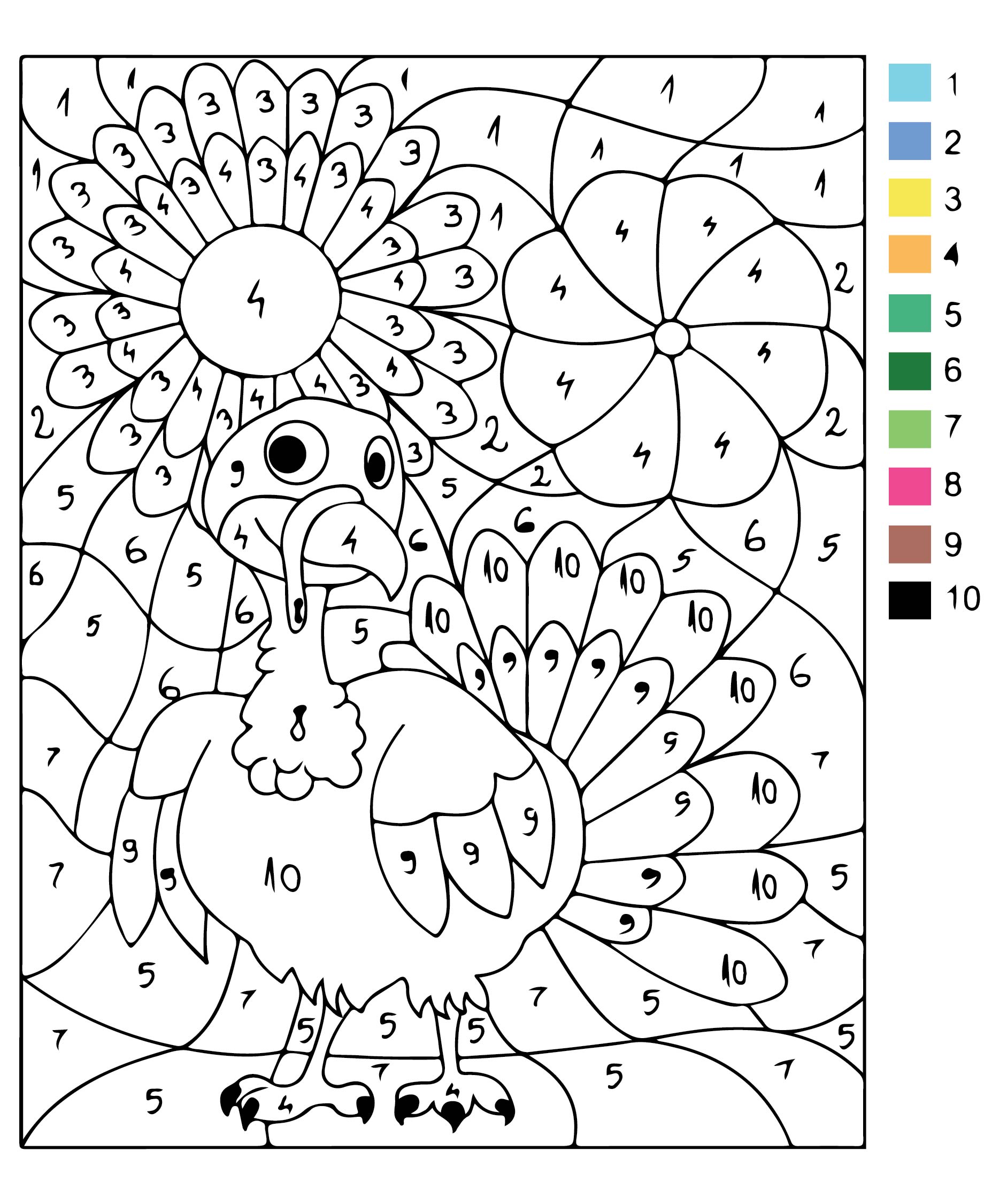 10 Best Thanksgiving Color By Number Coloring Pages Printable