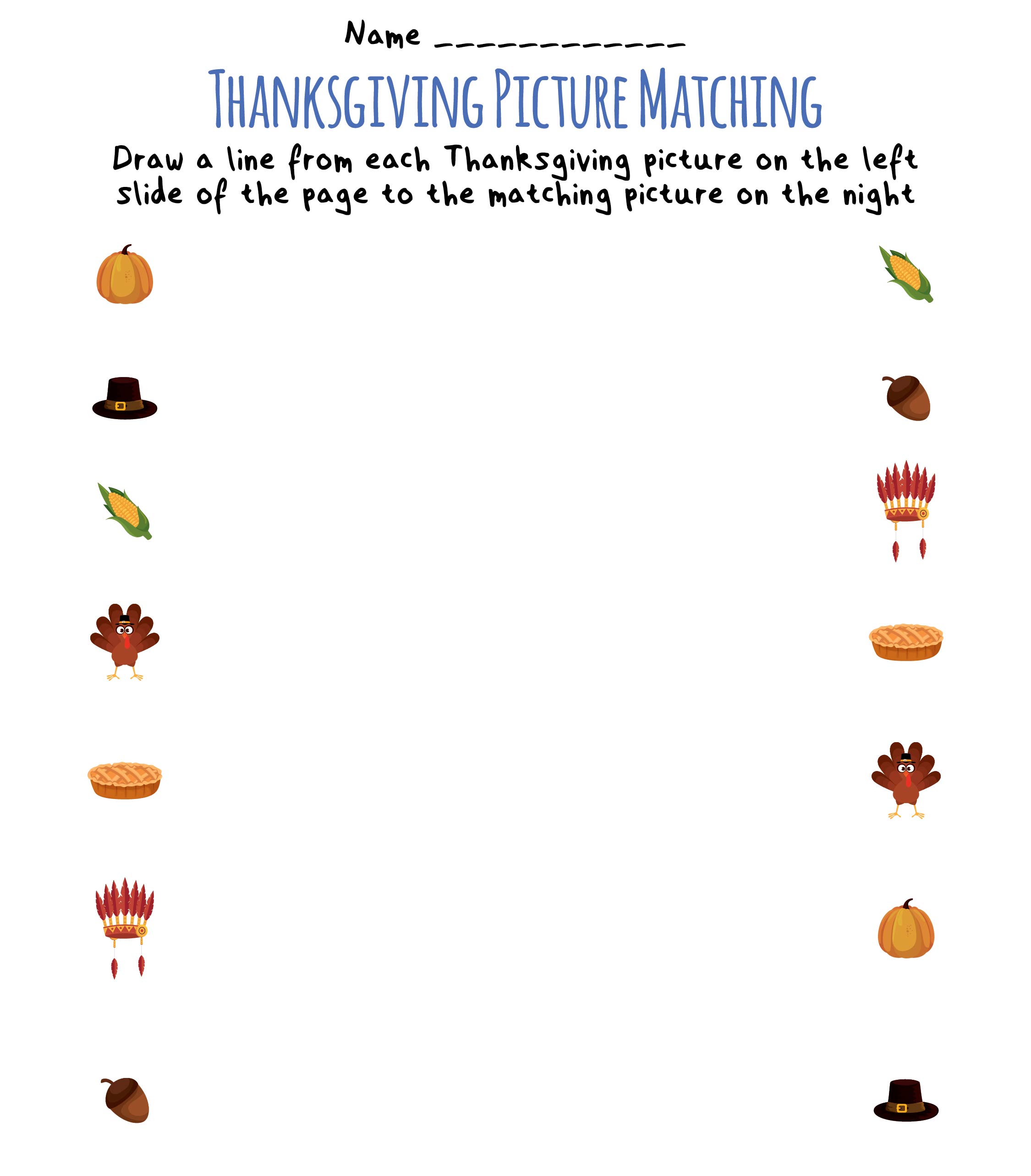 Thanksgiving Noun Worksheets