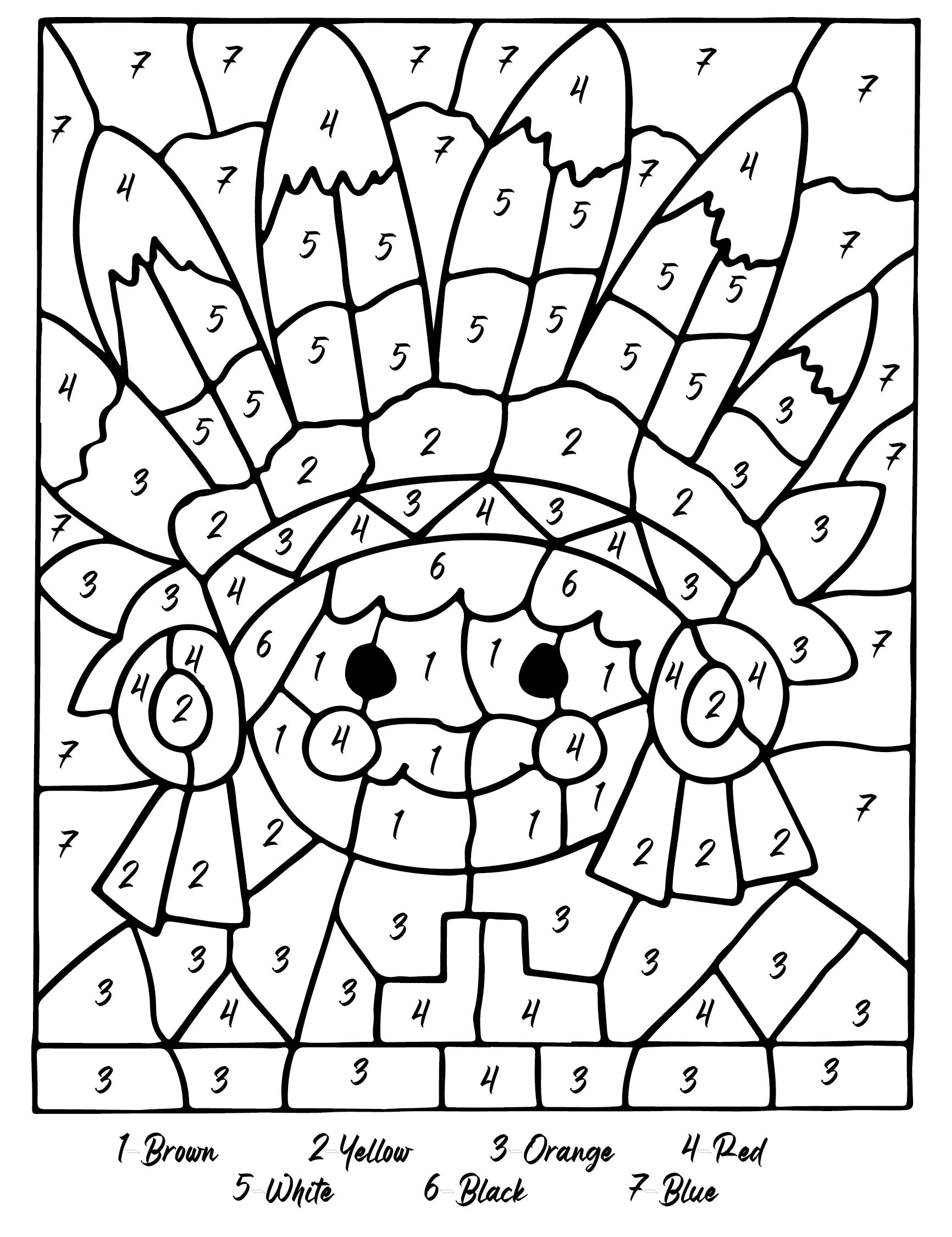 Thanksgiving Color by Number Coloring Pages Printable