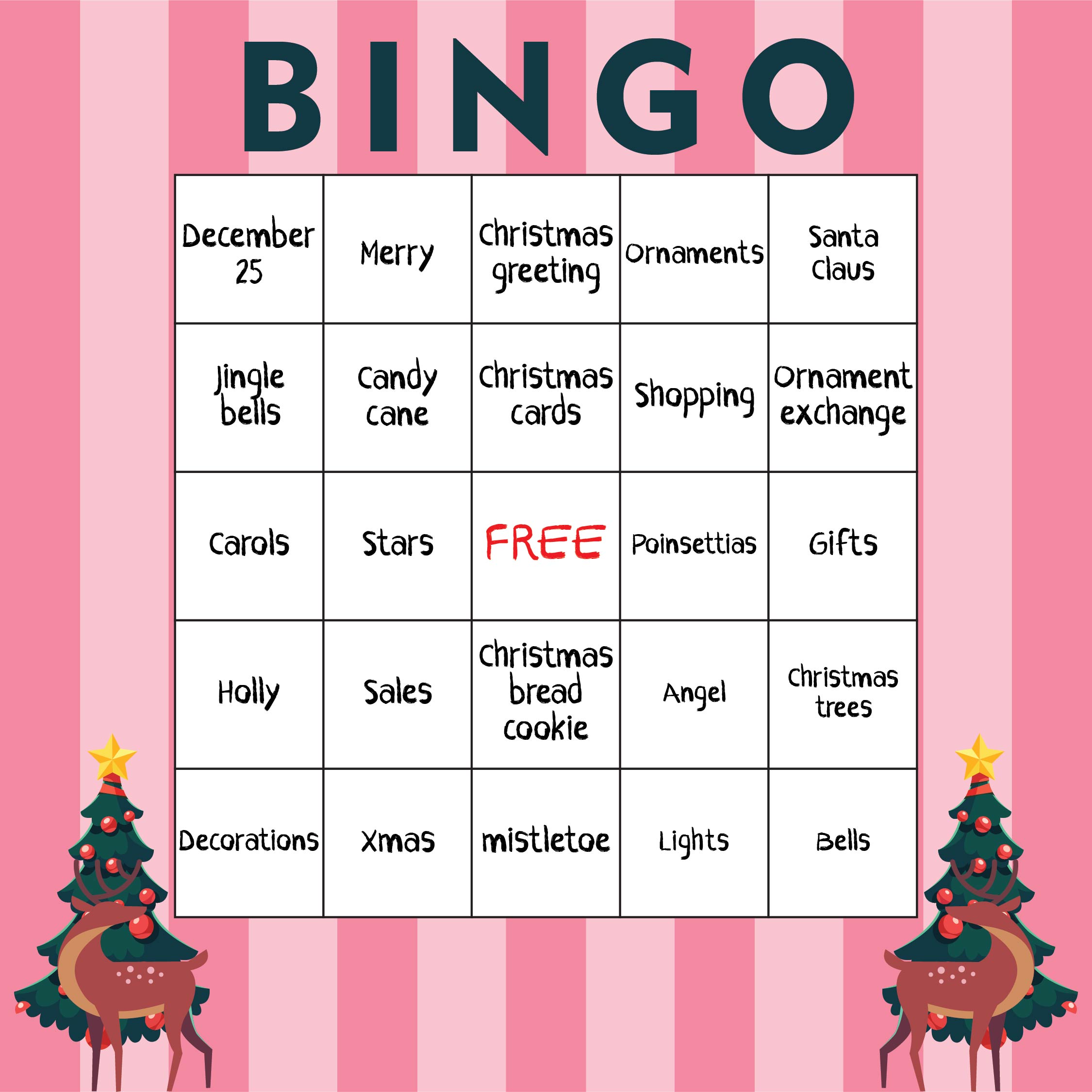 Christmas Bingo Card Templates