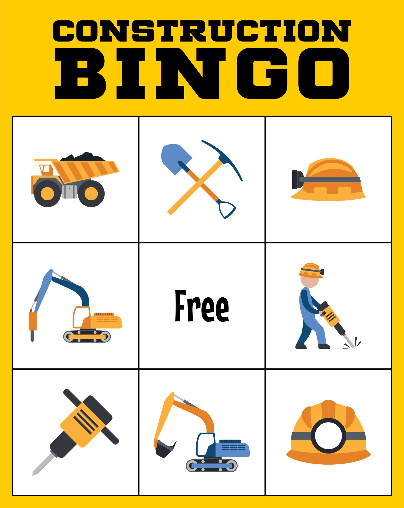 Construction Bingo Printable