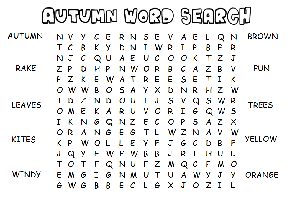 Printable Fall Word Games