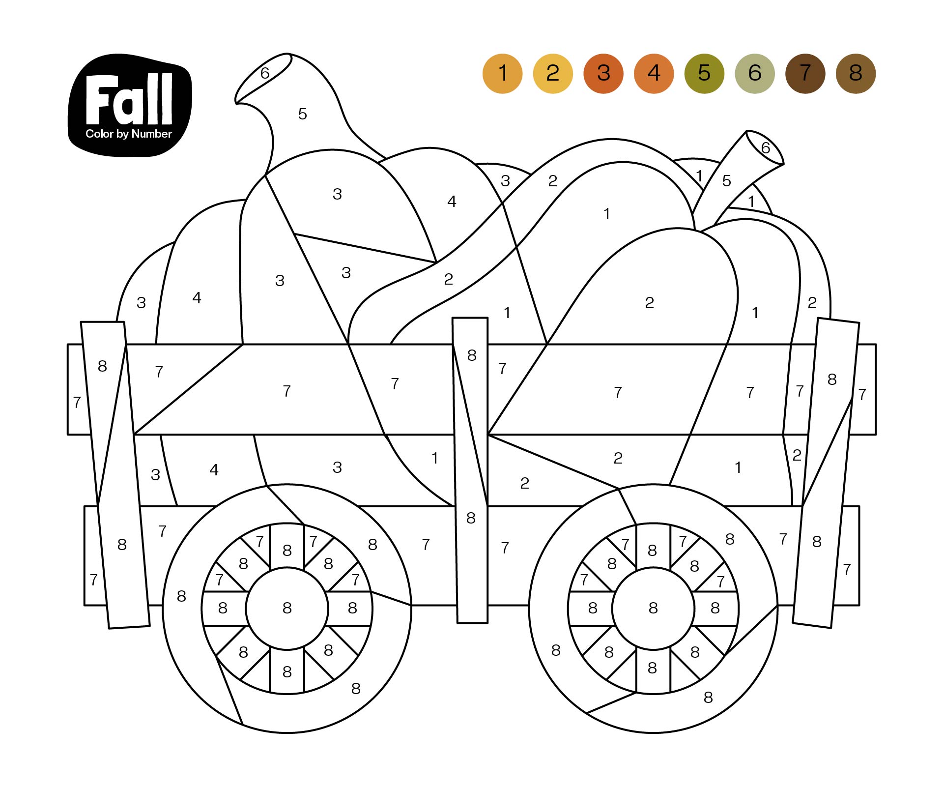 Fall Color by Number Printables 