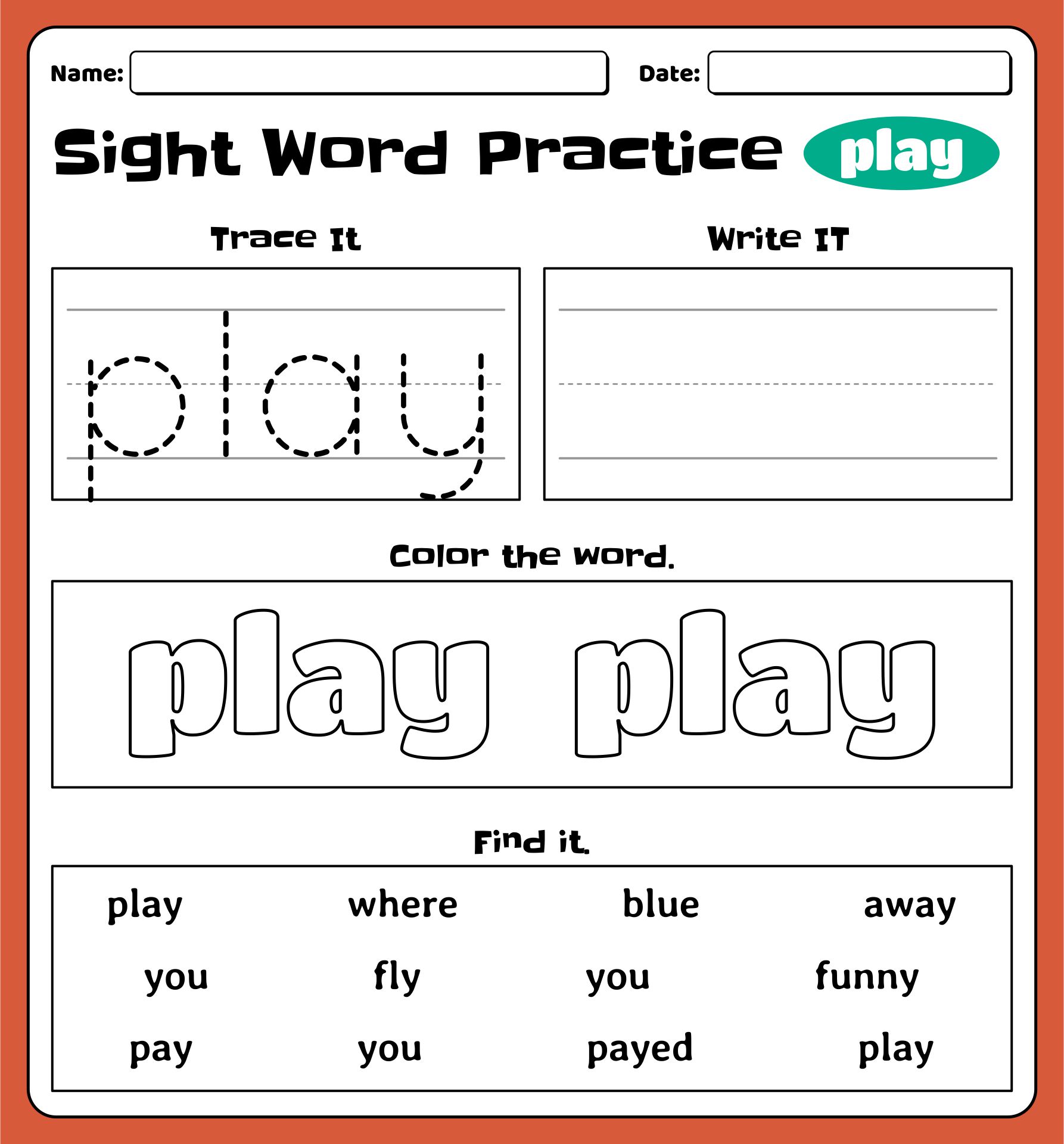 Preschool Tracing Worksheets