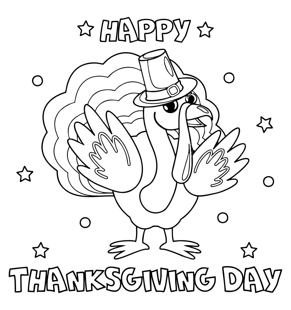Happy Thanksgiving Turkey Coloring Page - 10 Free PDF Printables