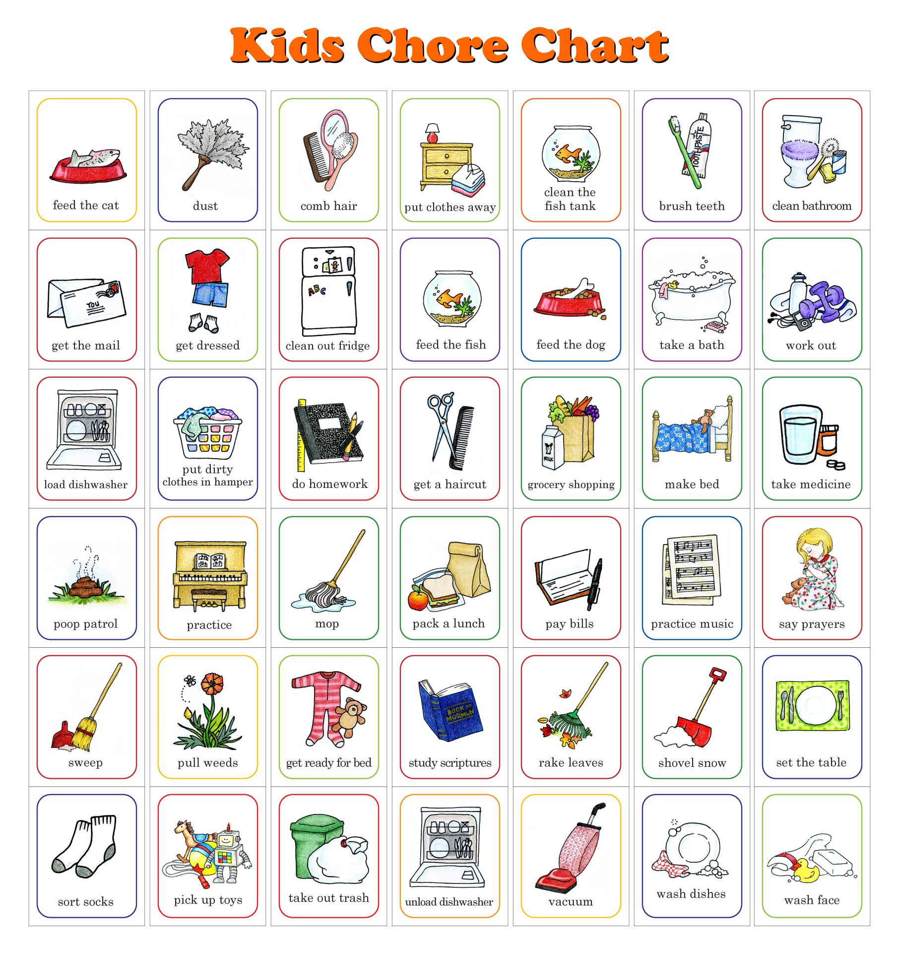 chore chart icons