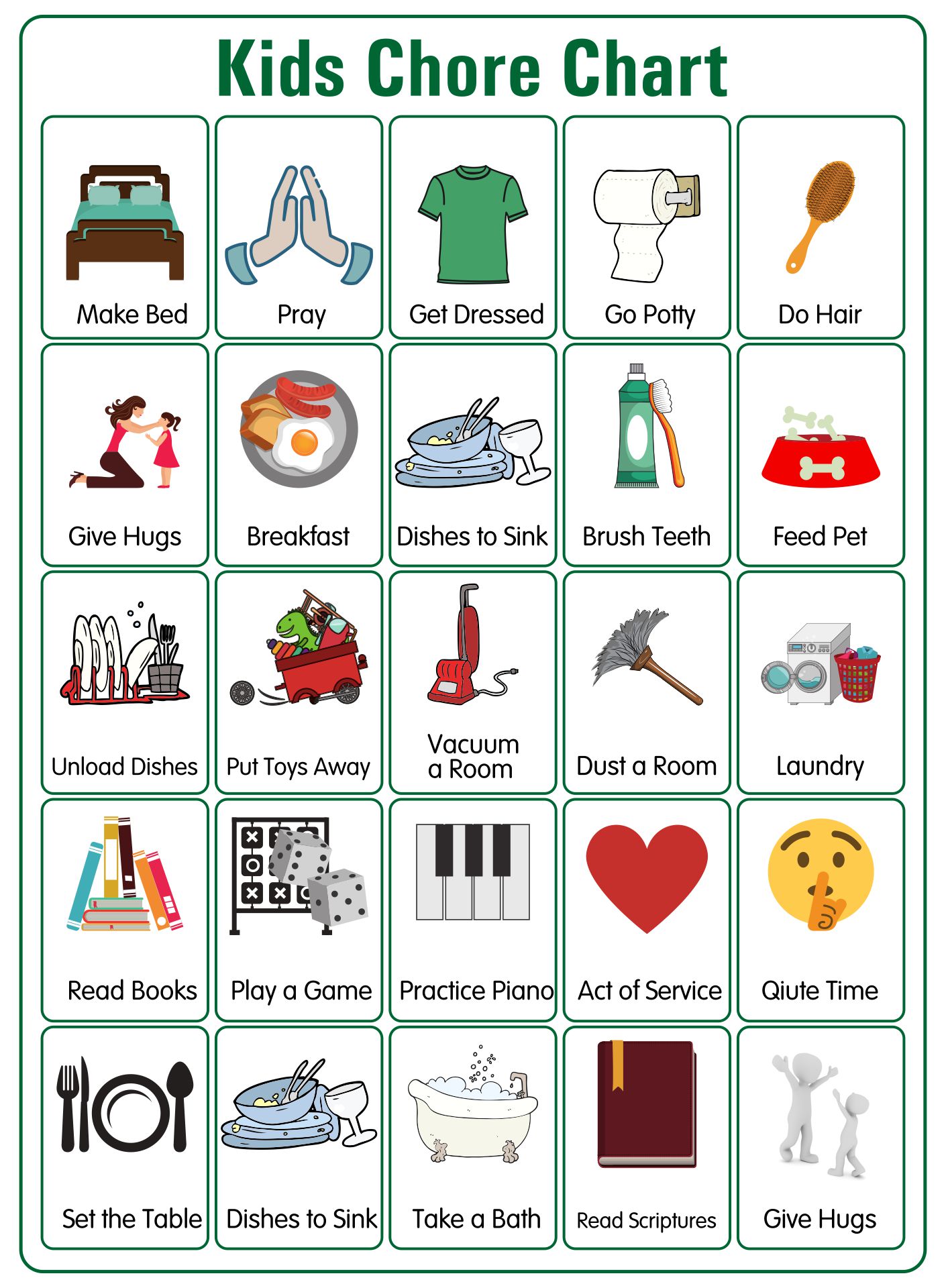 Free Printable Chore Chart With Pictures