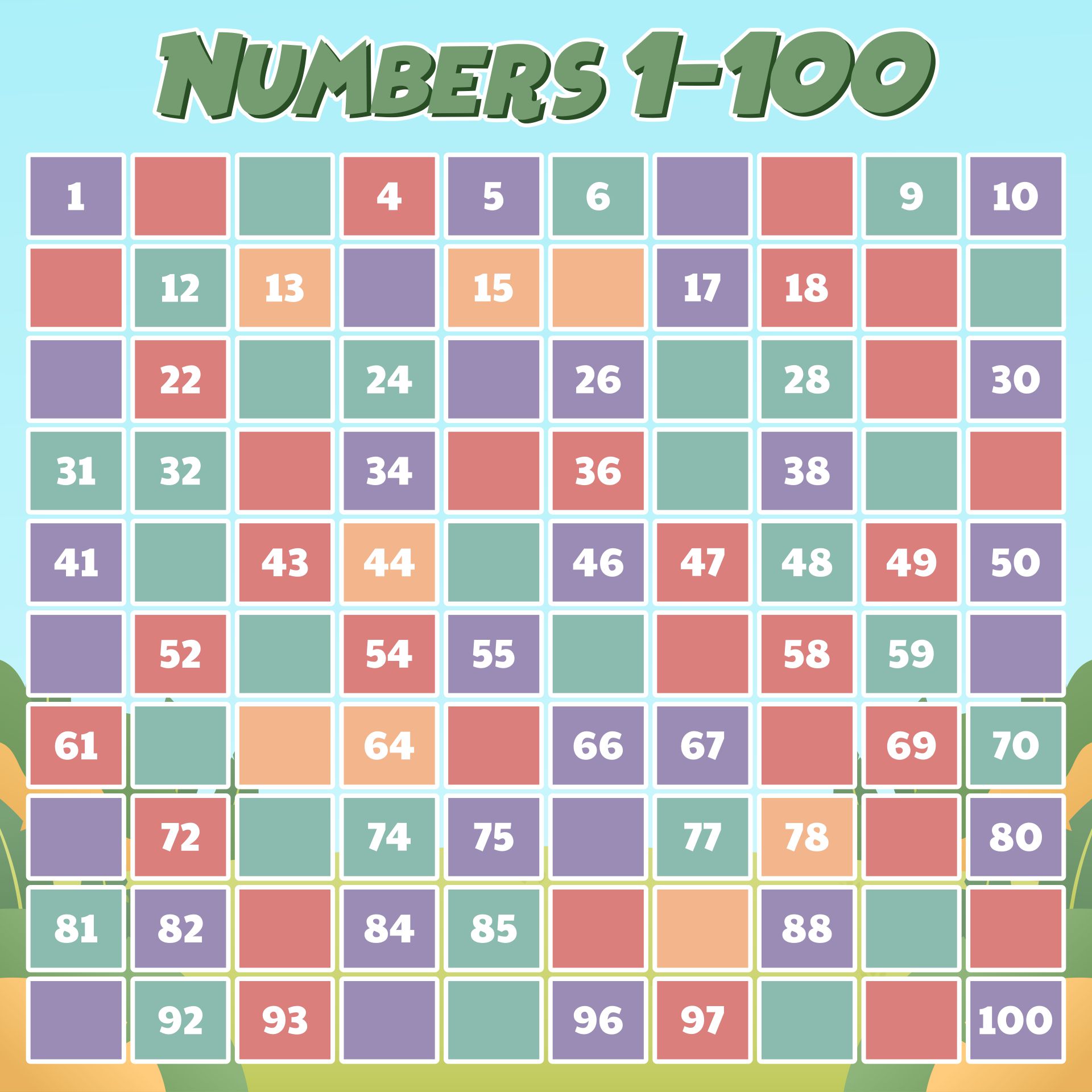 Free Printable Worksheets Numbers 1 100