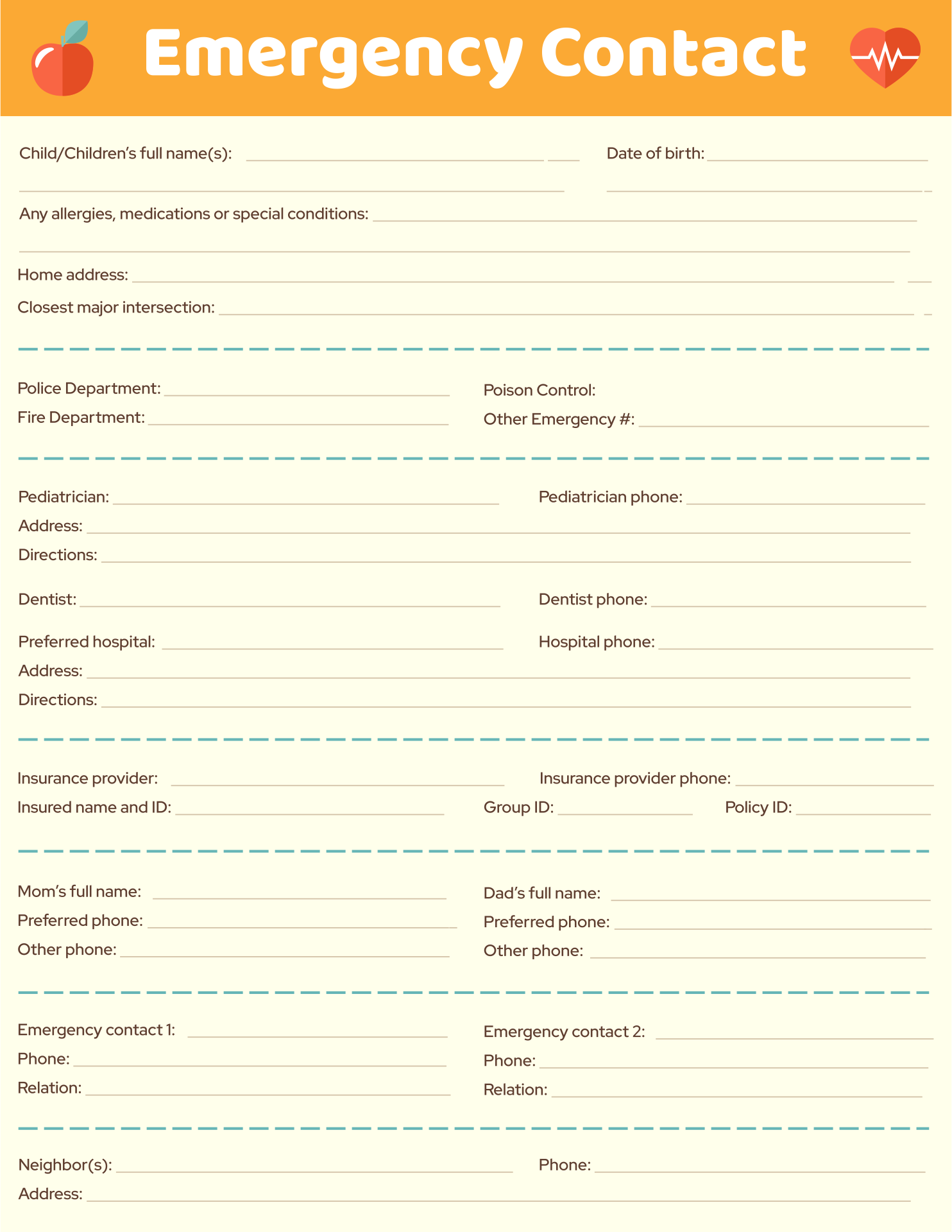 Printable Babysitter Medical Release Form