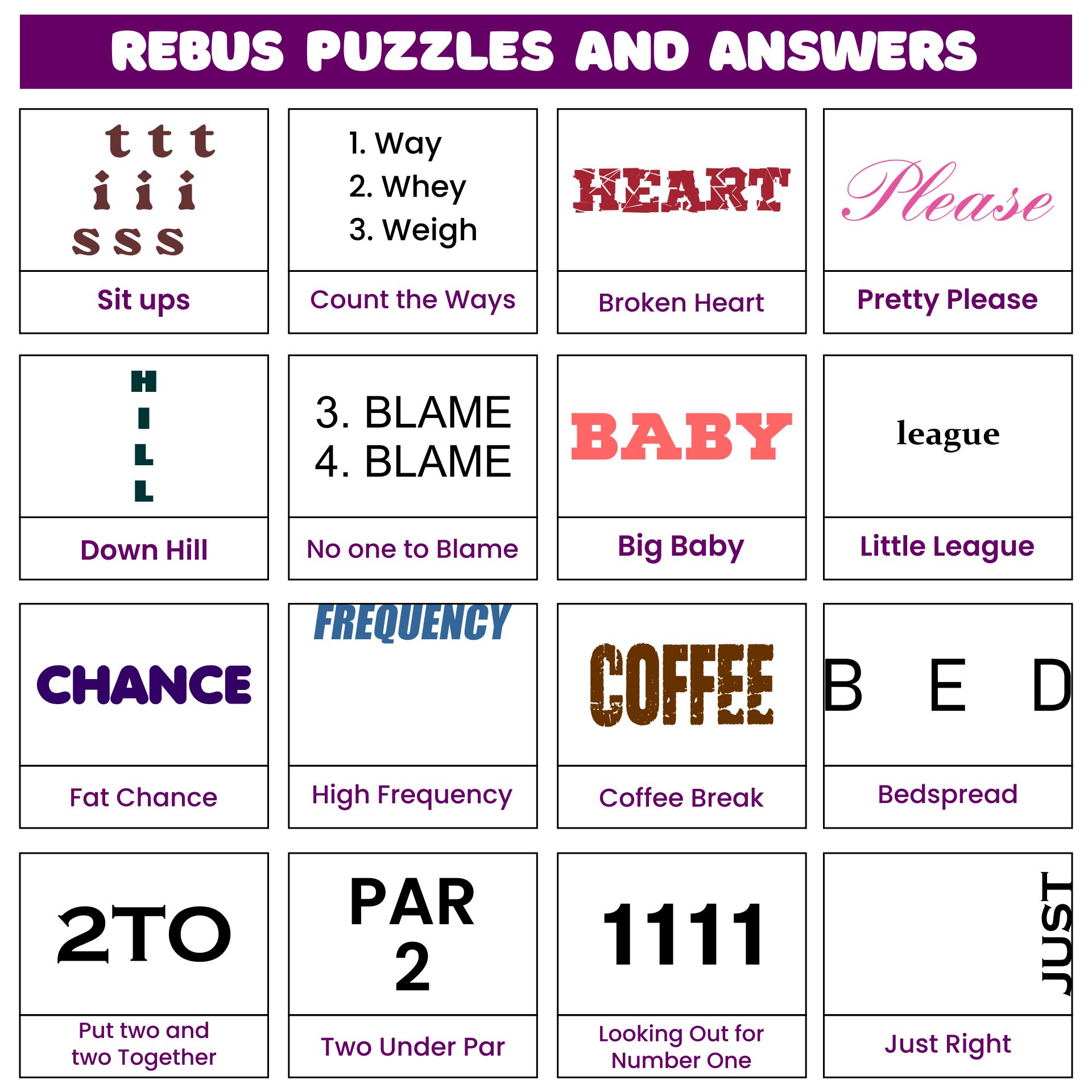 Free Printable Rebus Puzzles With Answers