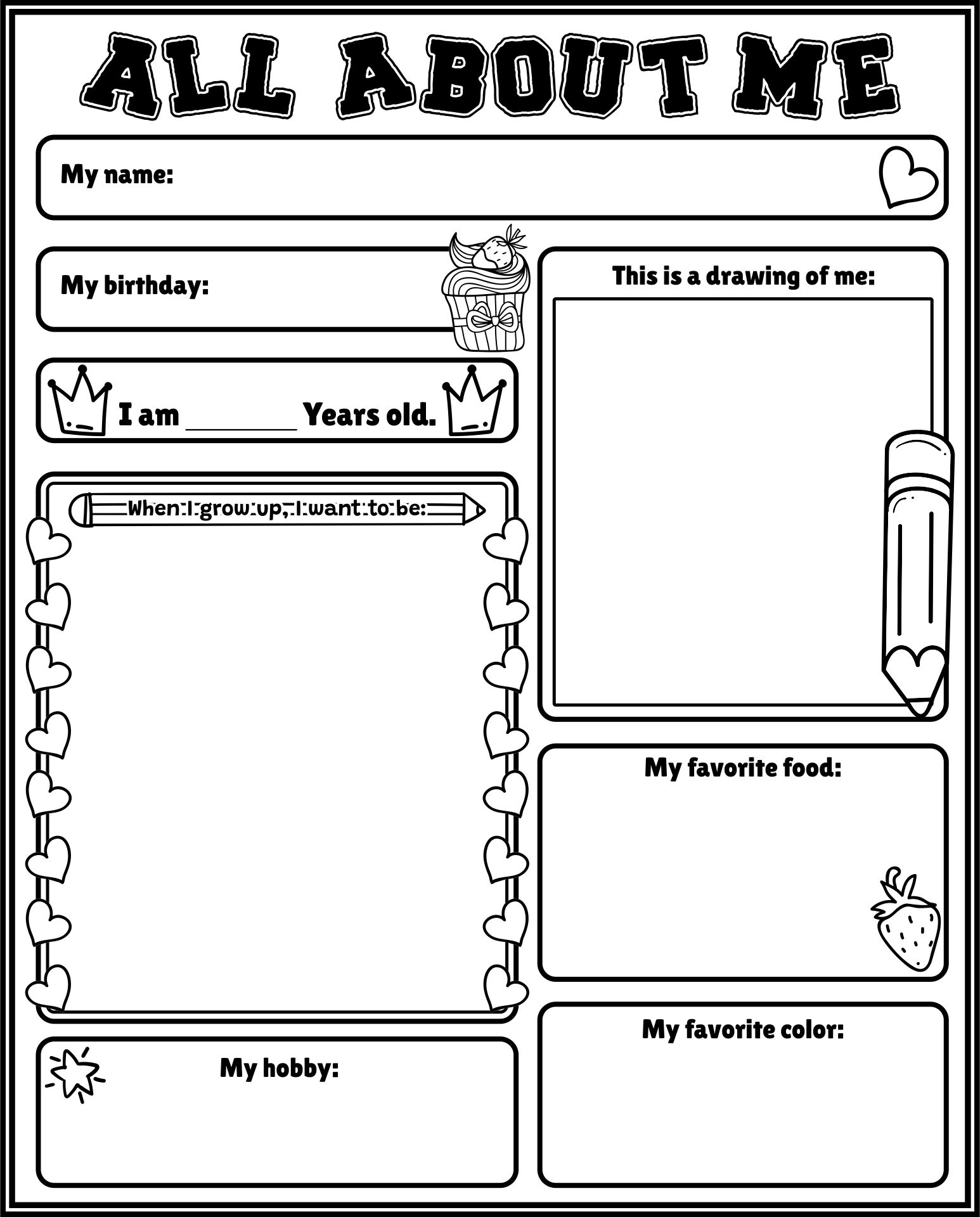 All About Me Template Editable Go images Web