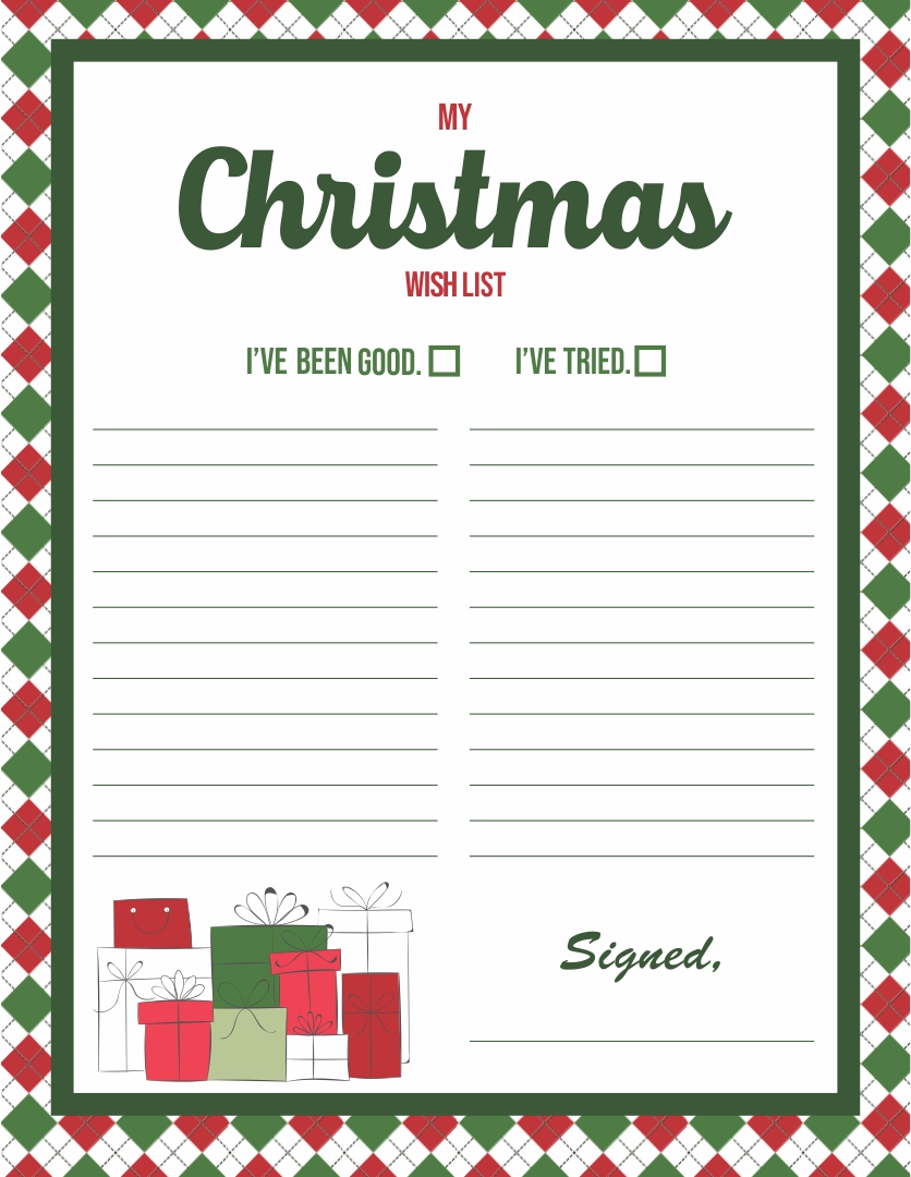 10 Best Printable Christmas List Template - printablee.com