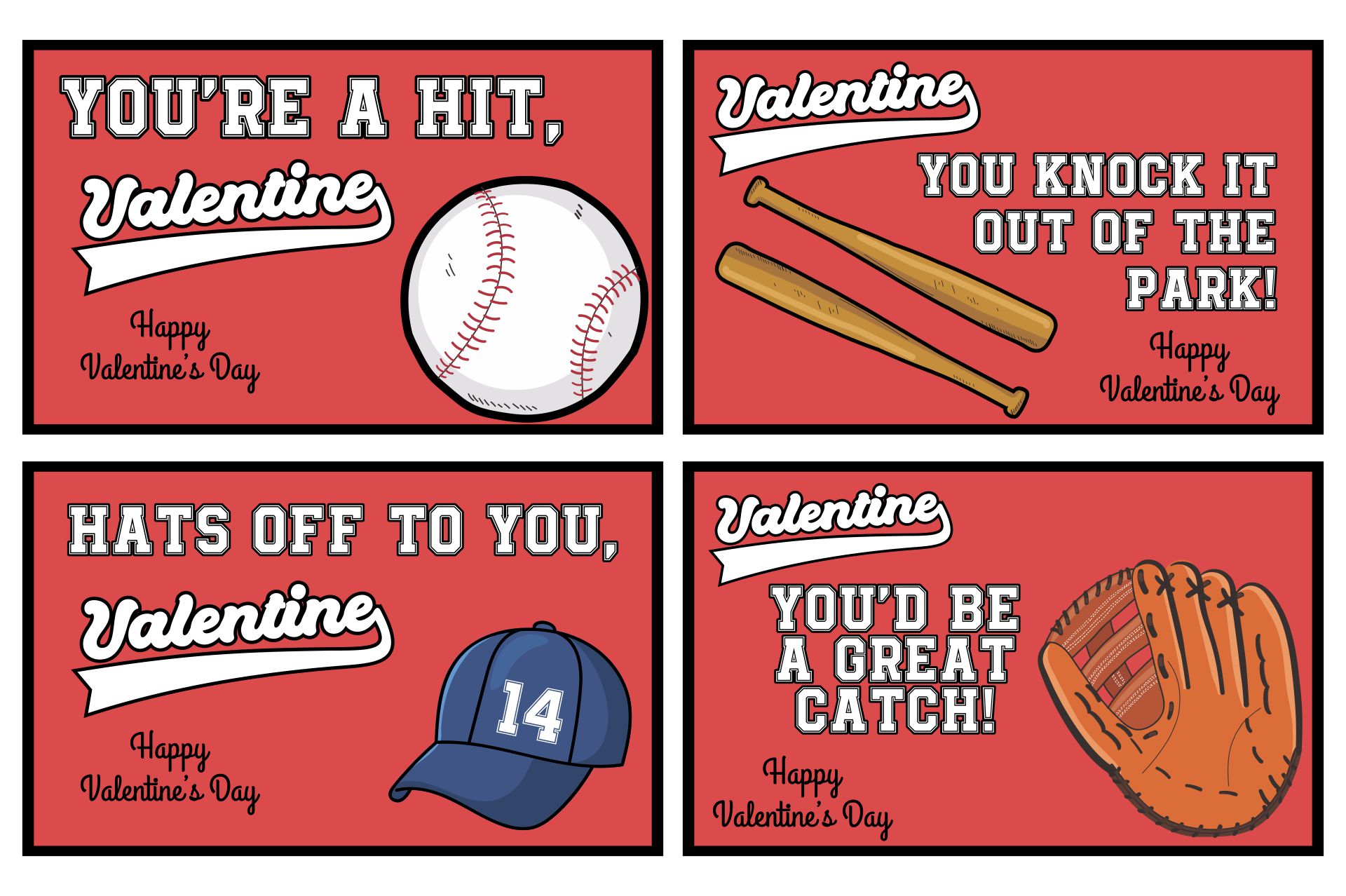 Free Printable Baseball Valentines Day Cards