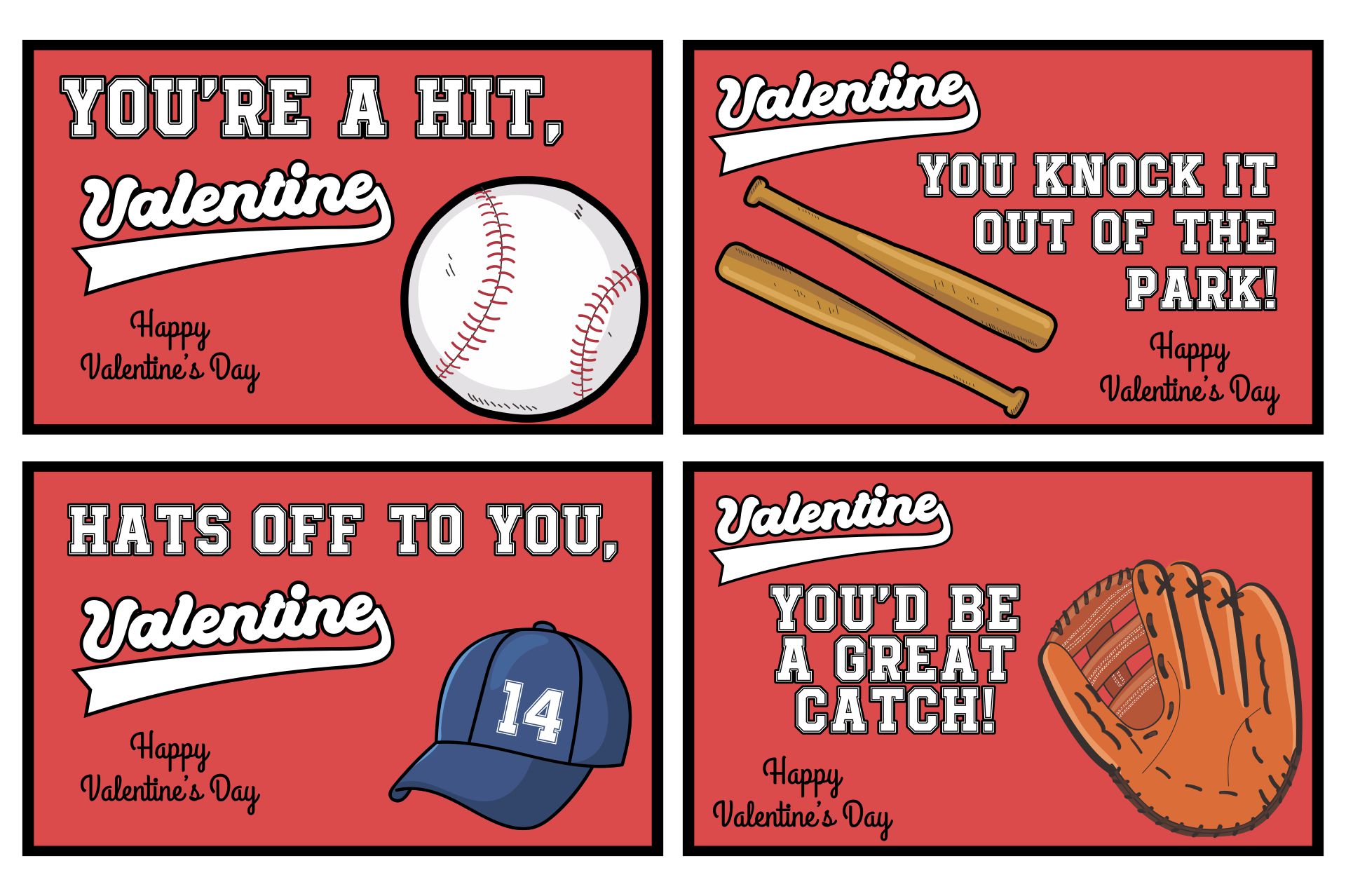 10 Best Baseball Valentine s Day Cards Printable Printablee