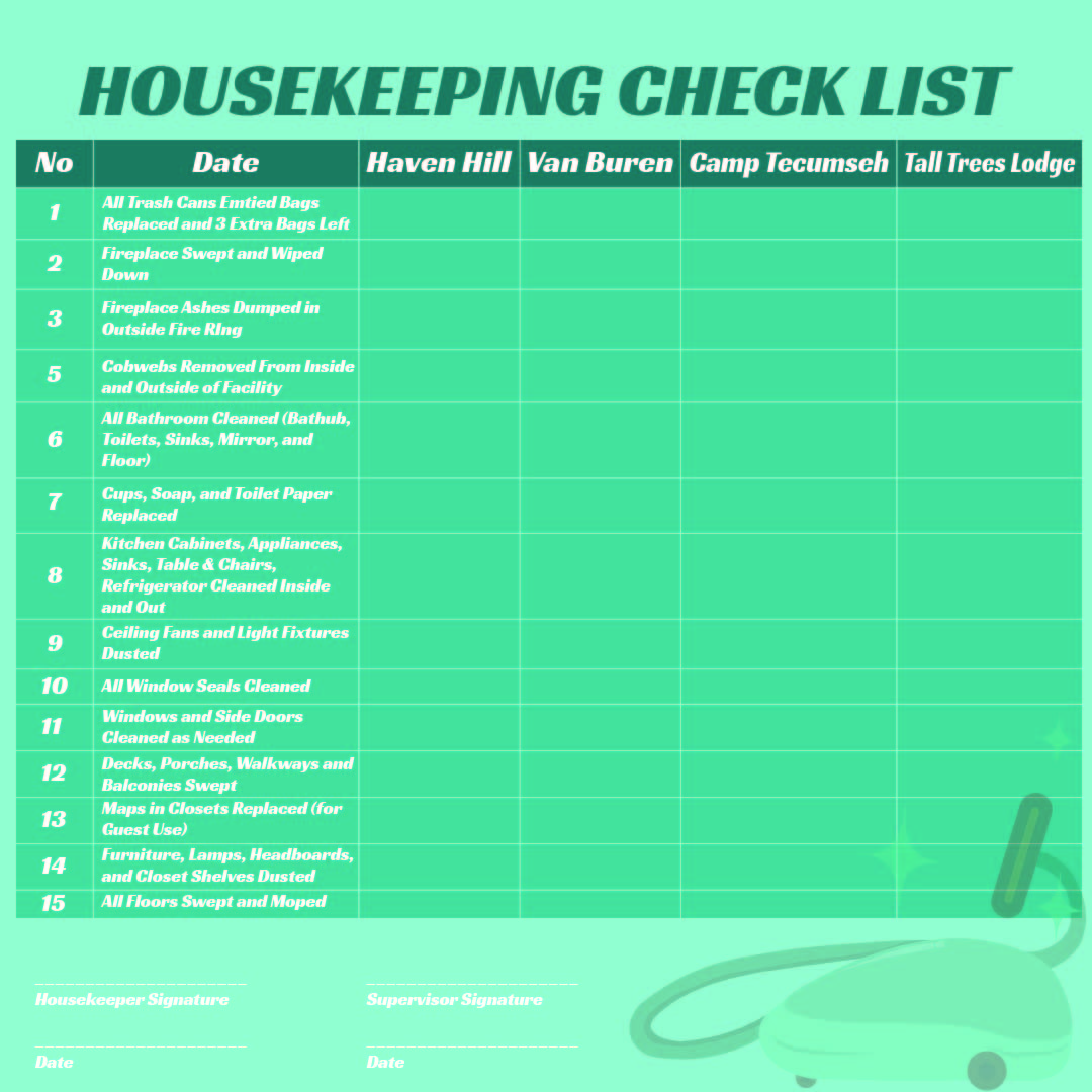 10 Best Housekeeping Cleaning Checklist Printable PDF For Free At 