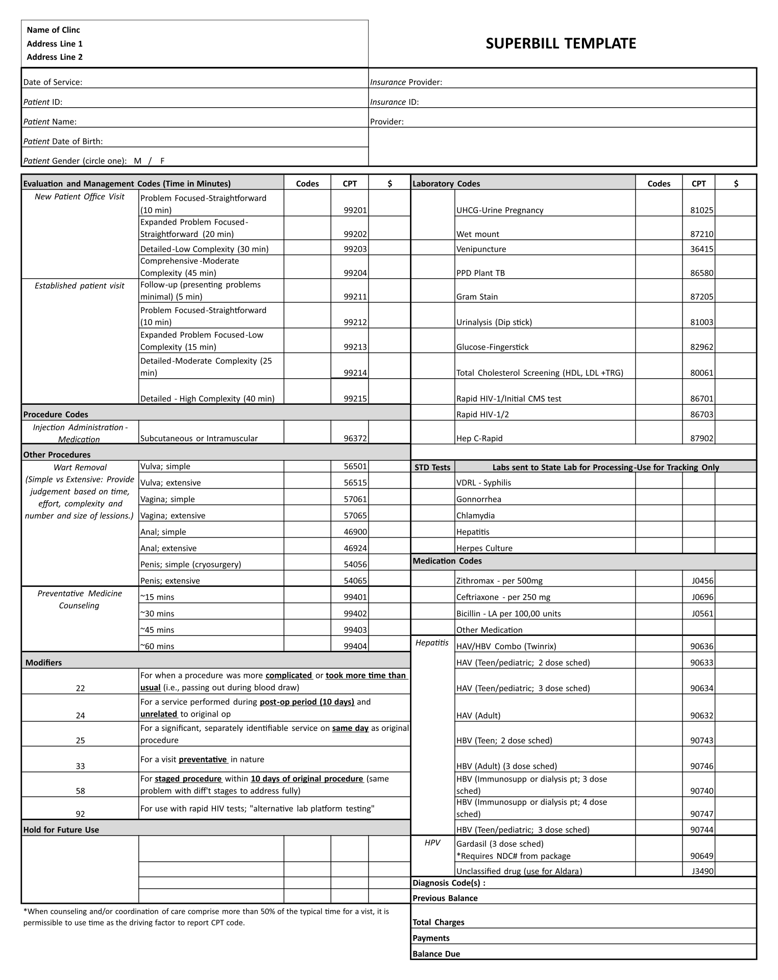 10 Best Free Printable Medical Superbills Printablee Com