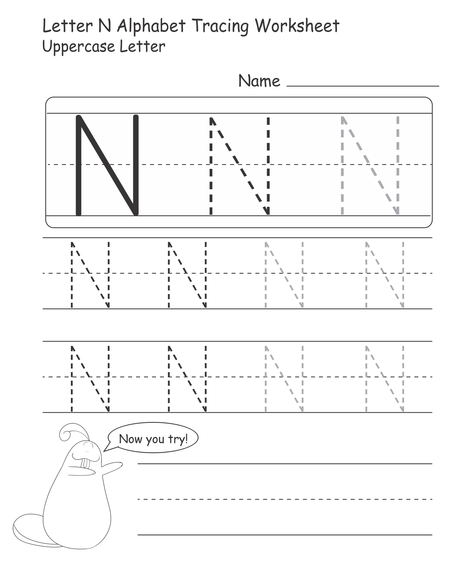 Letter N Tracing Worksheets Preschool
