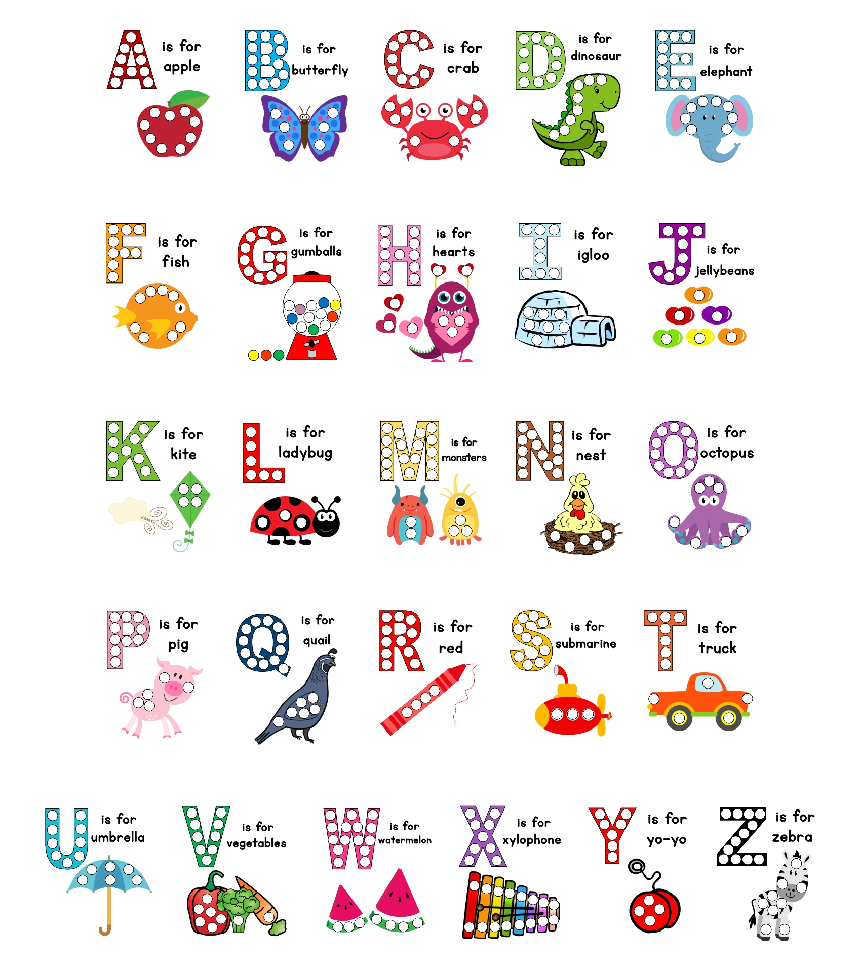 Letter NDOT Sticker Pages