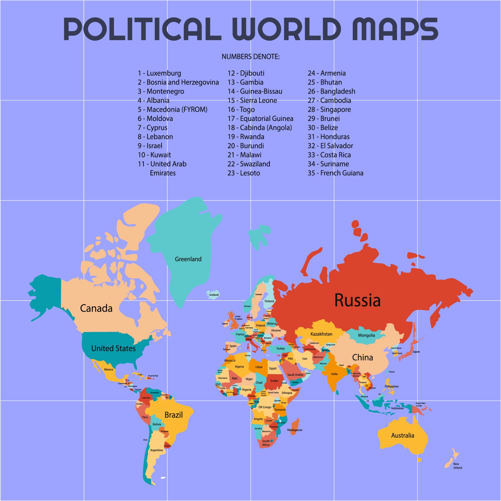 All Of The World Map With Countries Names