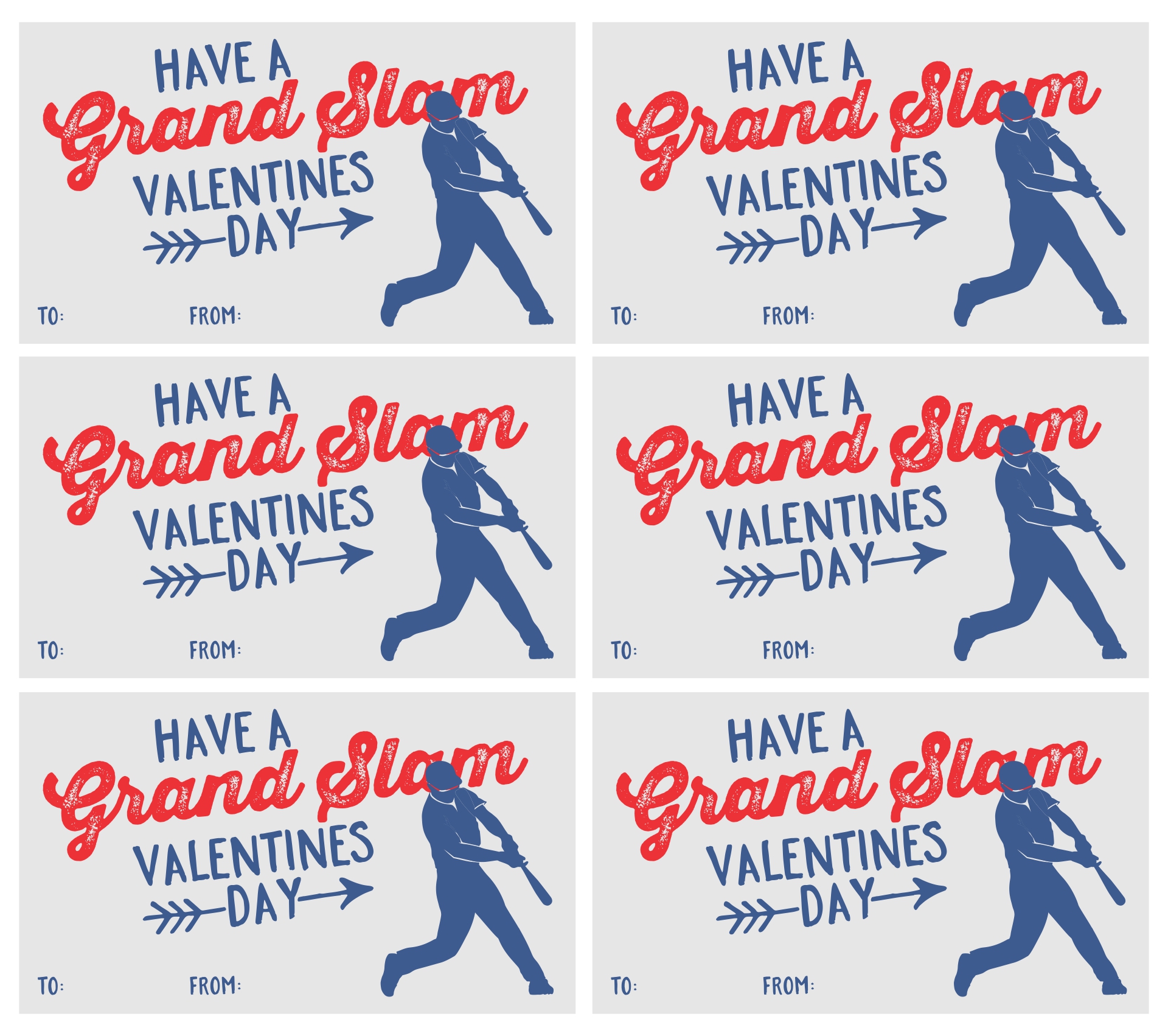 Printable Baseball Valentines Day Cards