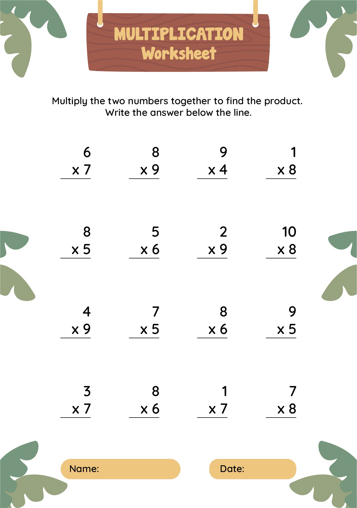 Printable Multiplication Worksheets 3rd Grade