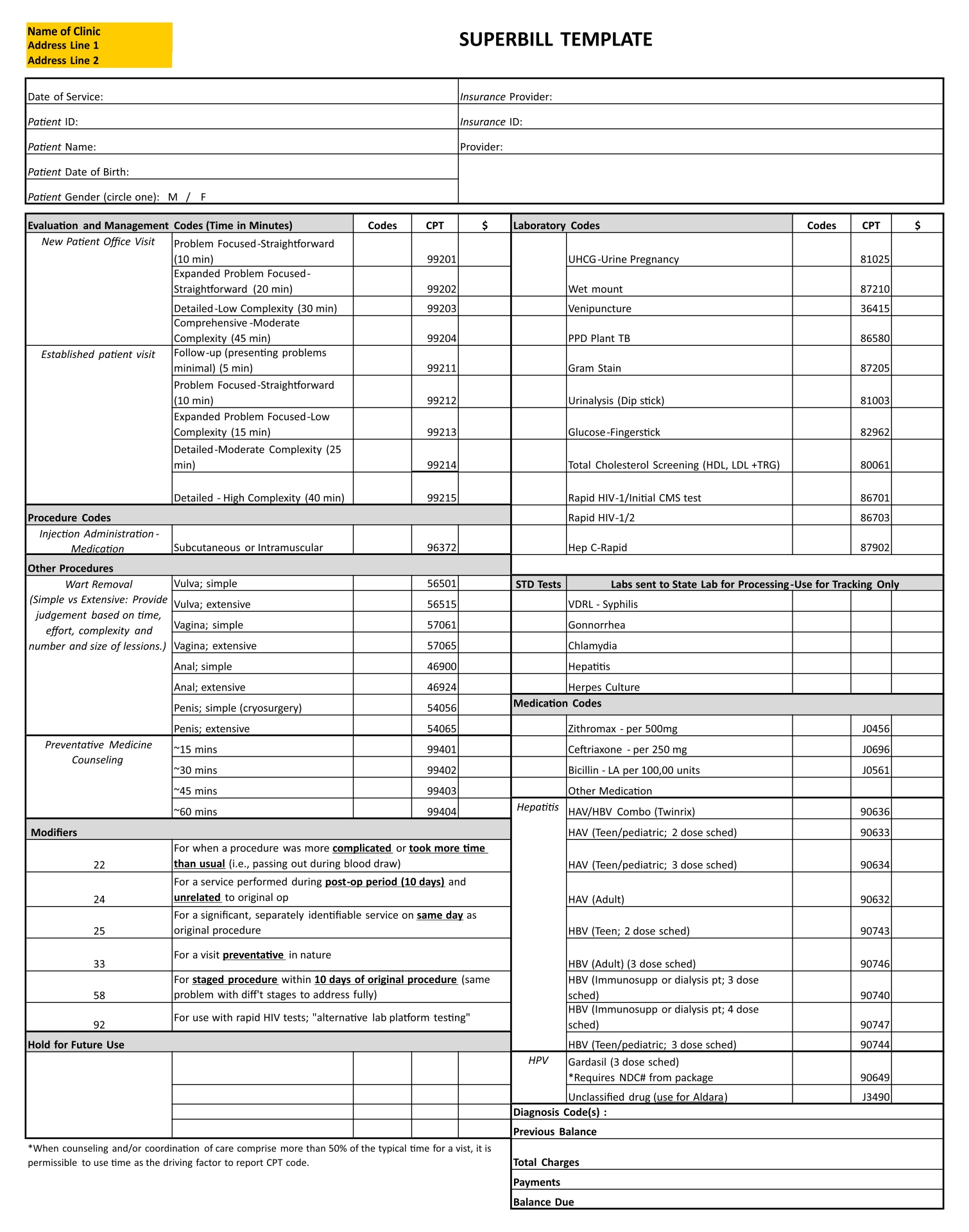 Free Printable Superbill Template Printable World Holiday