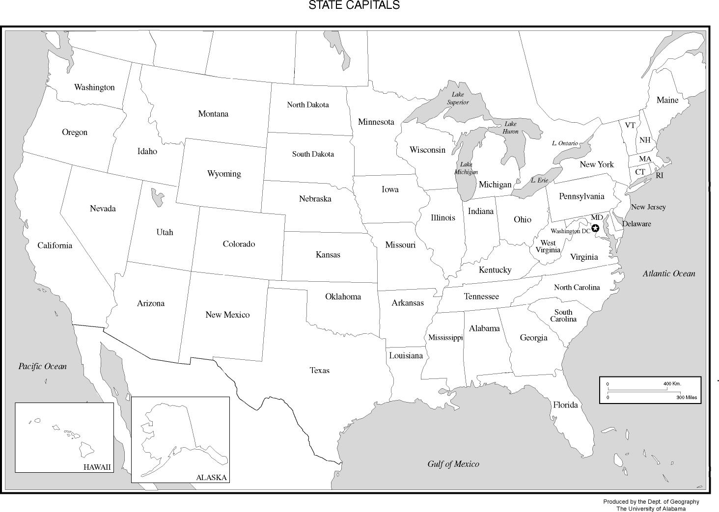 United States Map Black and White