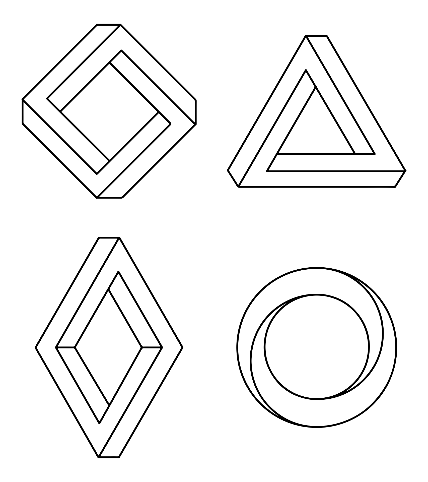 3D Optical Illusions Coloring Page