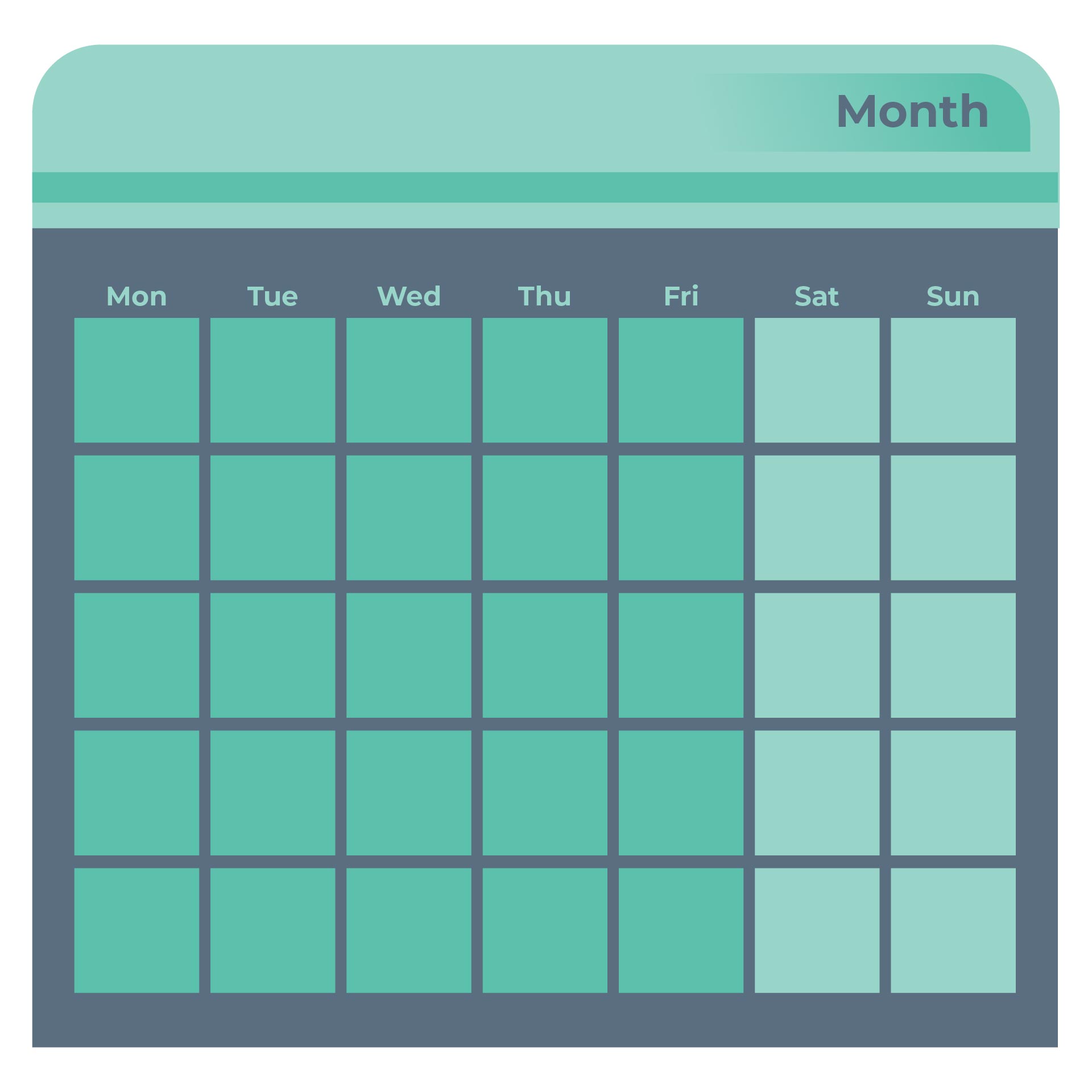 Printable Monday Through Friday Calendar - Customize and Print