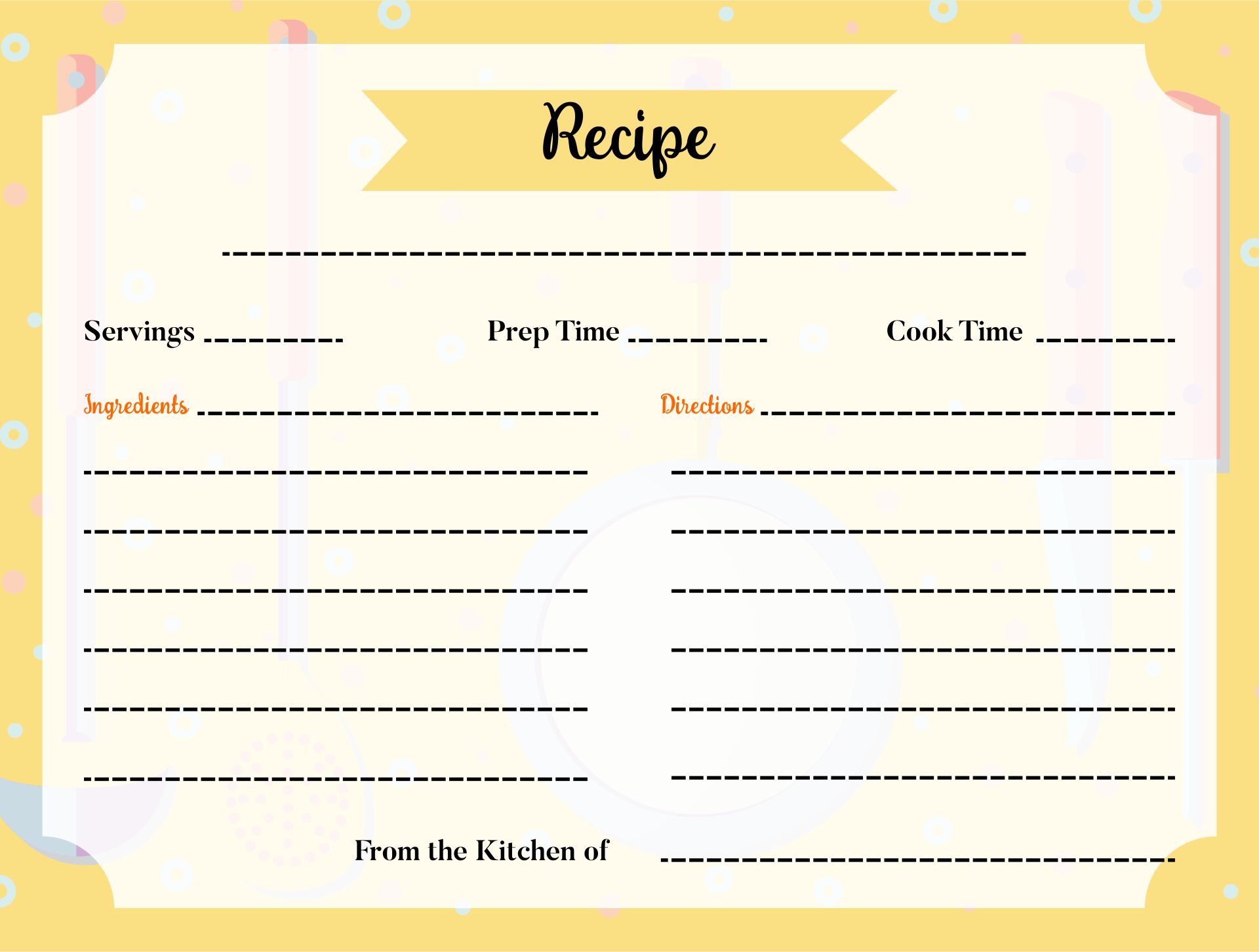 Blank Printable Recipe Cards