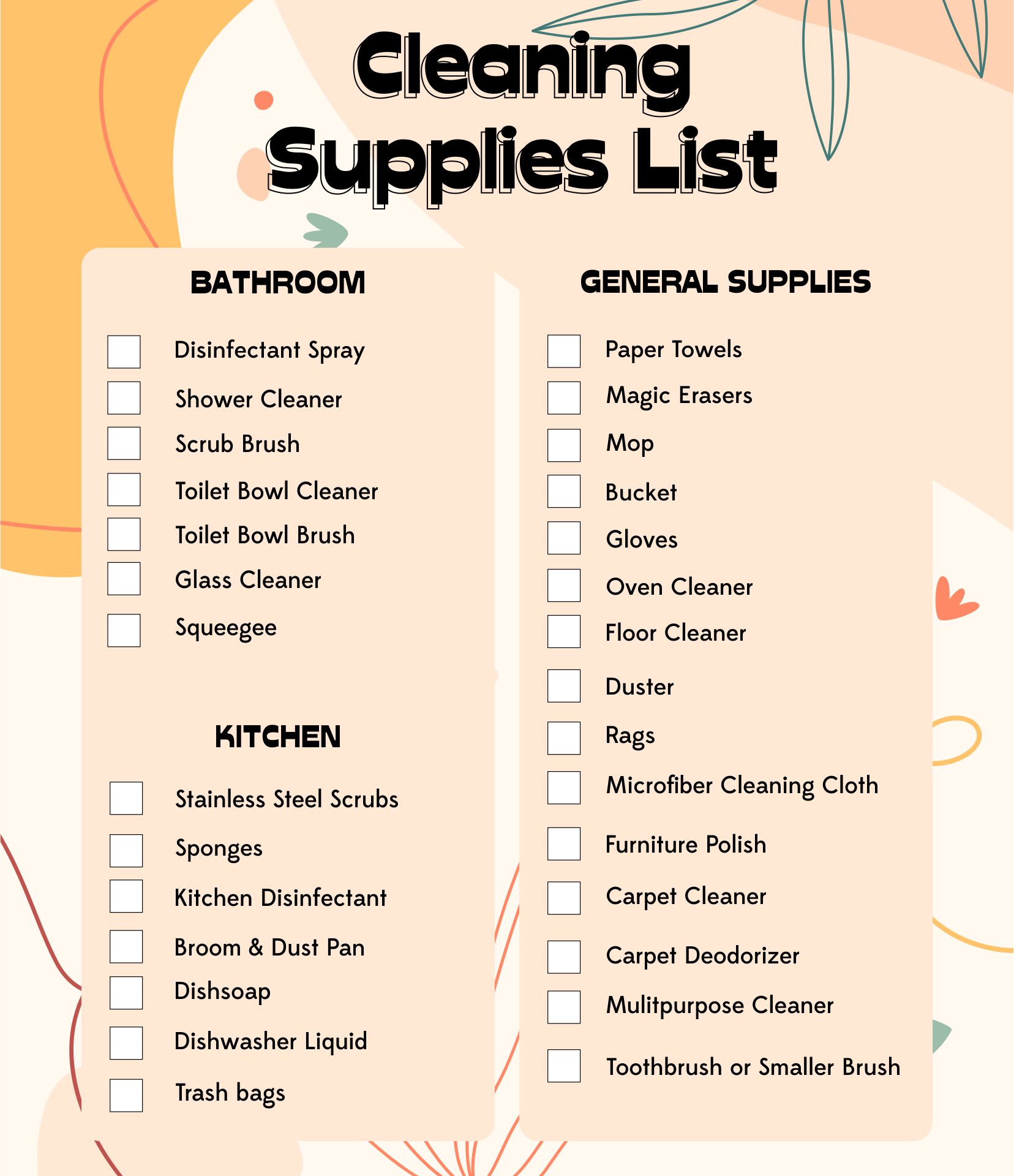 10 Best Printable Household Items List PDF for Free at Printablee