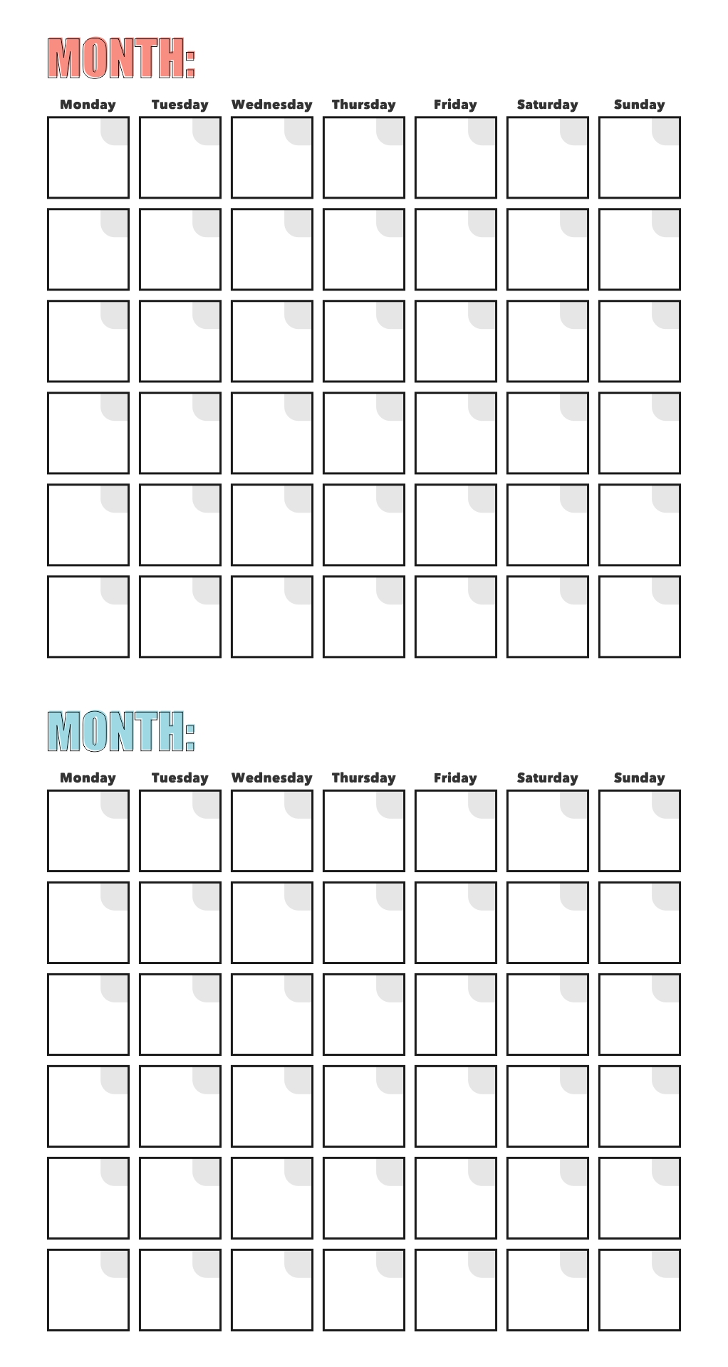 16 Best Printable Blank Calendar Grid PDF For Free At Printablee